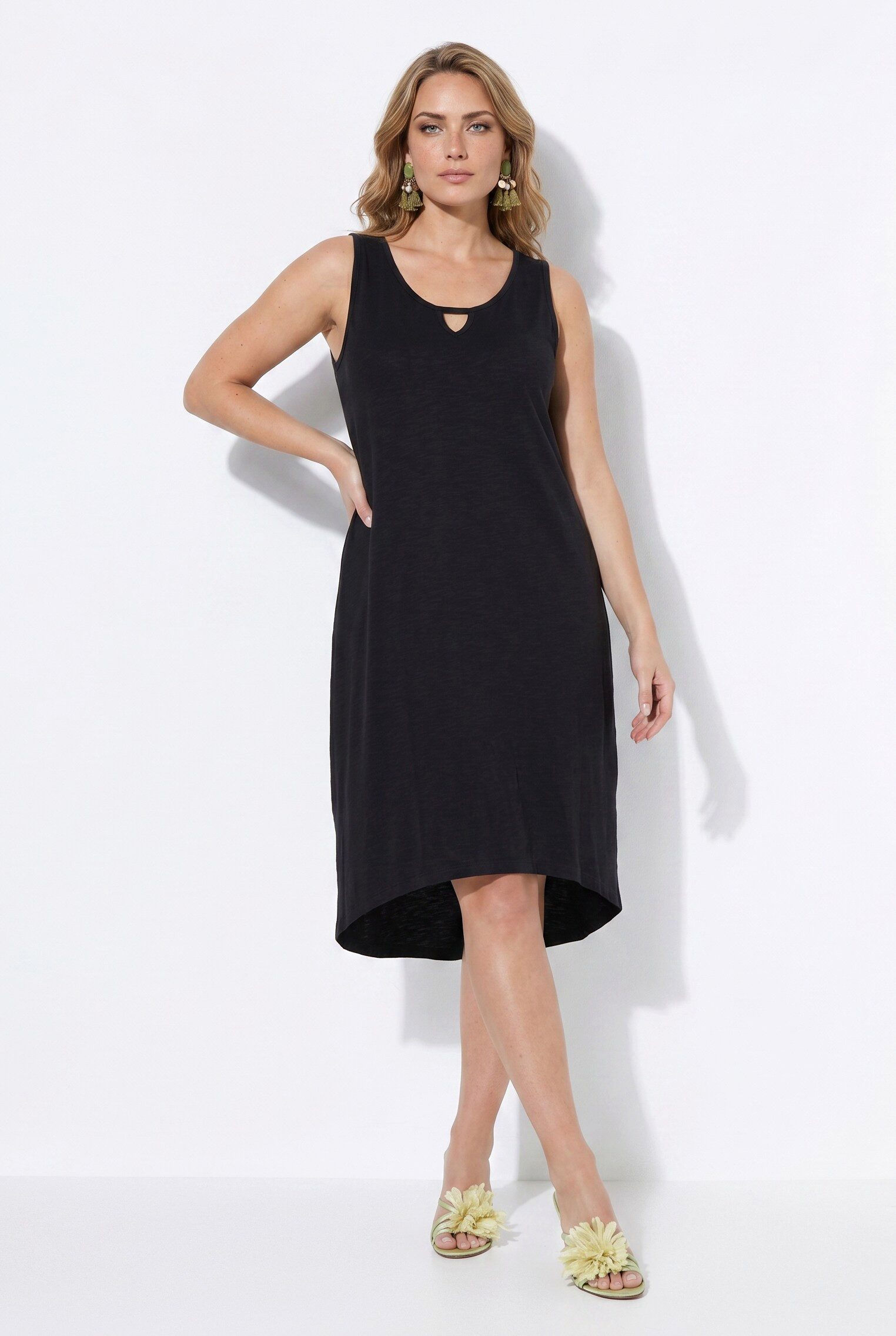 Angel of Style Jerseykleid Jersey-Midikleid ärmellose A-Linie Keyhole