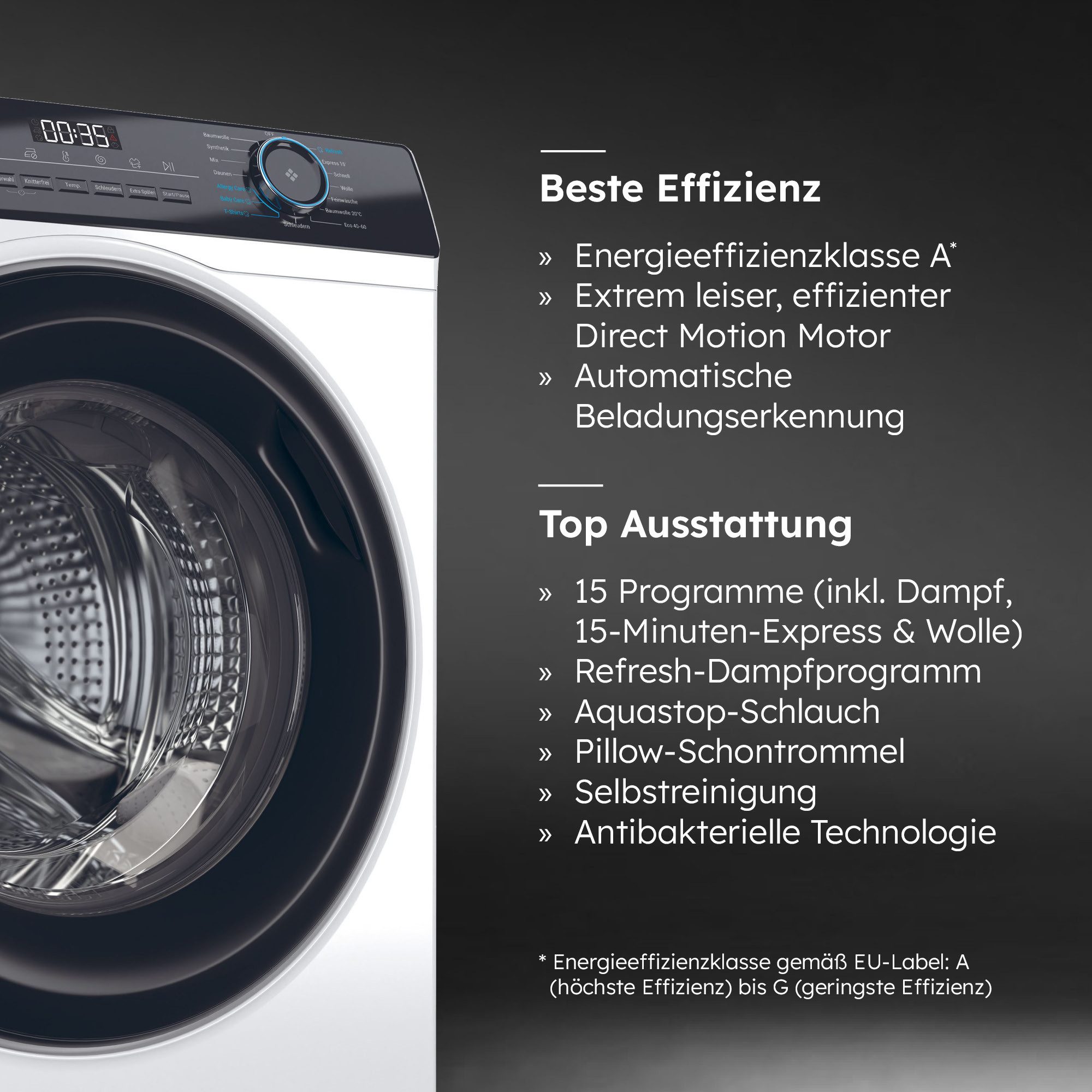 Haier Waschmaschine I PRO 3 HW70-B14929, 7 kg, 1400 U/min, 7 kg, 1400 U/min, Flüsterleiser Motor, Antibakterielle Technologie