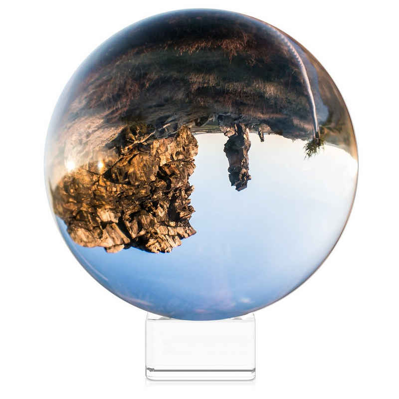 Navaris Dekoobjekt, Glaskugel Fotografie Kugel aus K9 Glas - Fotokugel mit Ständer - Kristallkugel Klare Kristall Deko mit Glasständer - Ø 130mm