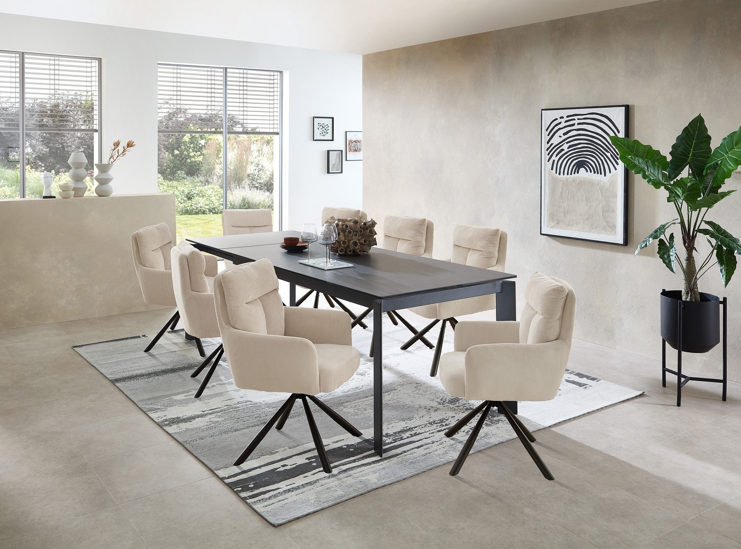 freiraum Armlehnstuhl Sofia (1stk), (1stk) drehbar, in beige / schwarz - 60x93x67 (BxHxT)