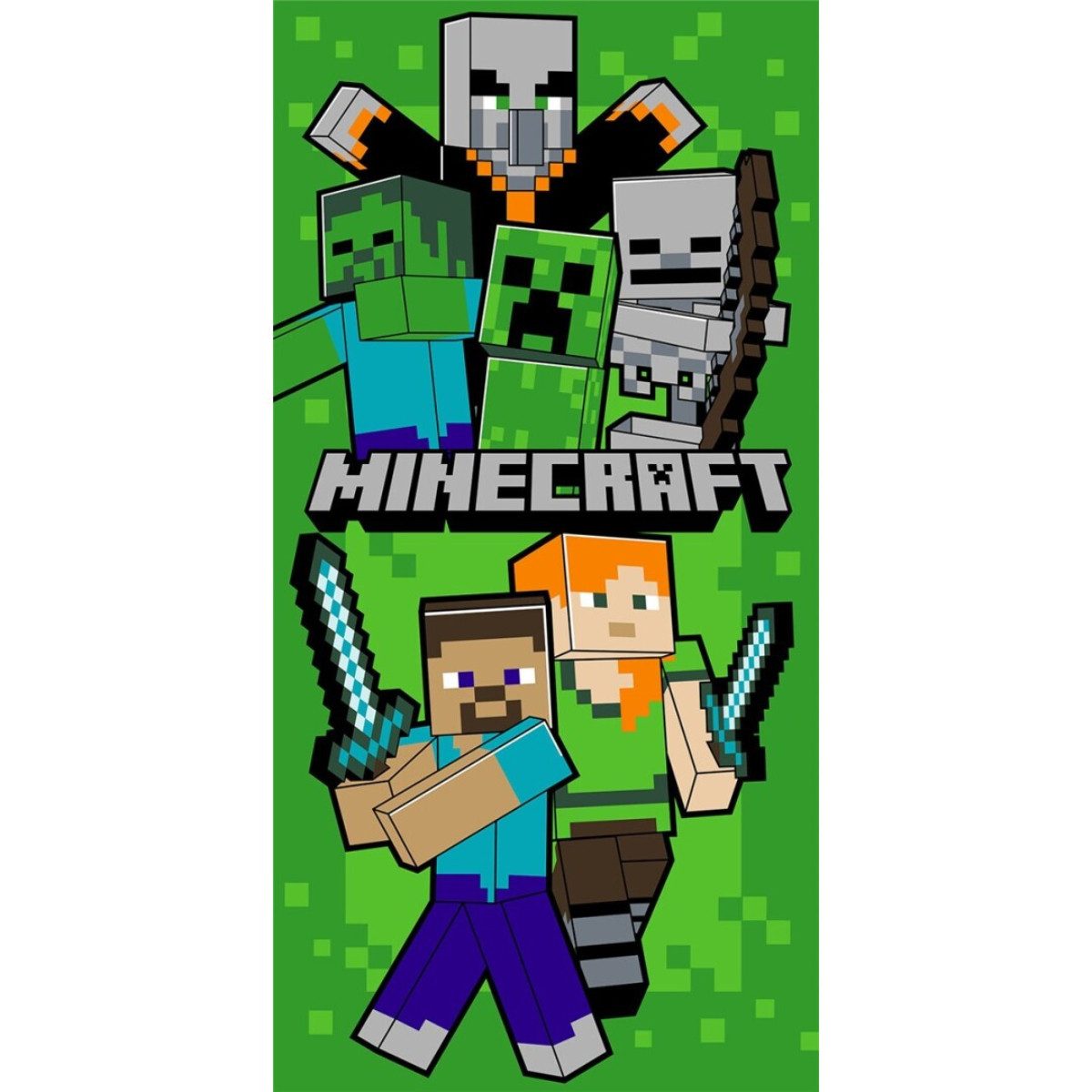 Minecraft Strandtuch Badetuch 70 × 140 cm leicht und schnelltrocknend