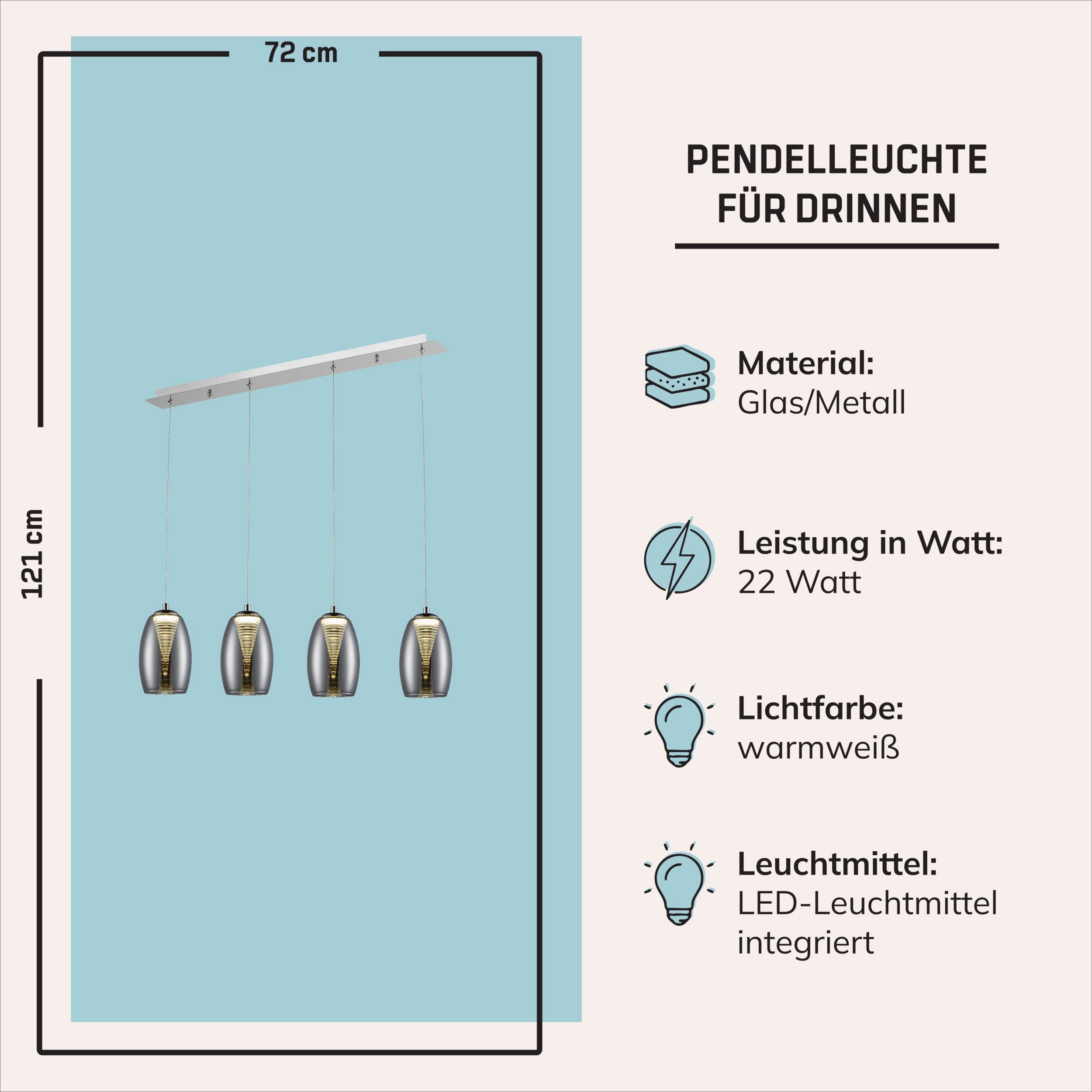 Lightbox Pendelleuchte, LED fest integriert, Warmweiß, LED Hängelampe, höhenverstellbar, 3 Stufen Dimmer, 72 cm, 2000 lm