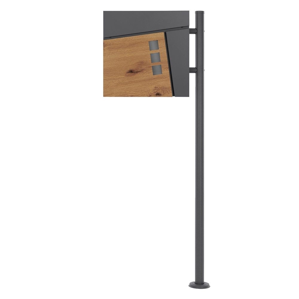 ML-DESIGN Standbriefkasten Wandbriefkasten Briefkasten Postkasten mit Zeitungsfach inkl. Standfuß, Briefkastenanlage mit Standfuß Anthrazit 120 cm Mailbox mit Pfosten