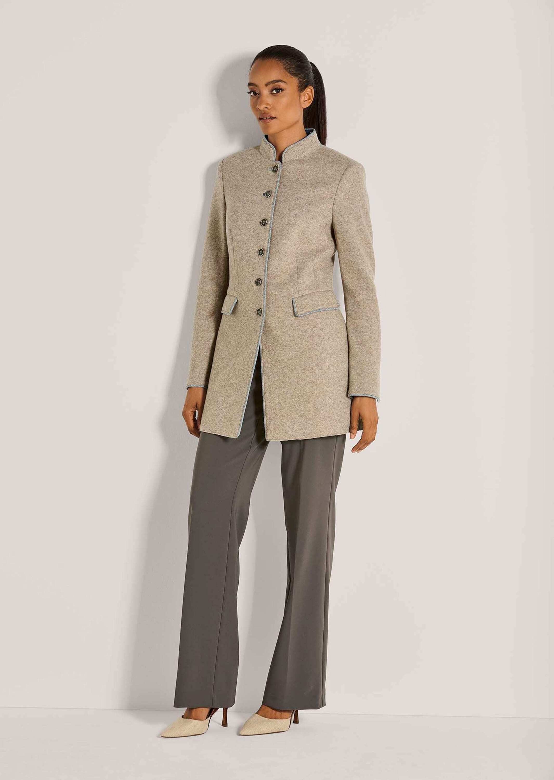 MADELEINE Longblazer Eleganter Mantel in moderner Long-Form Schlanker Schnitt mit Stehkragen und Knopfleiste, Langarm