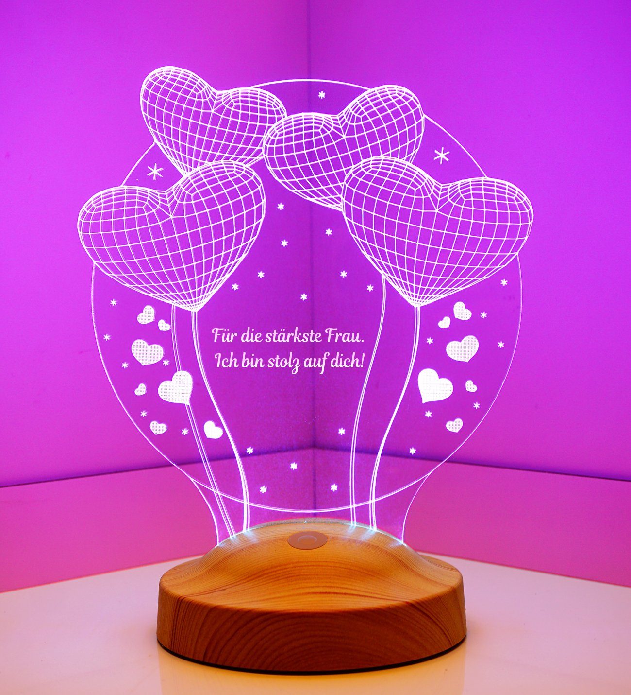 Ballon mehrfarbige Freundin, Hochzeitsgeschenk, für Herzen Geschenkelampe Nachttischlampe Geschenk 3D Gravur fest Leuchte Lampe Farben 7 Ehefrau integriert, LED