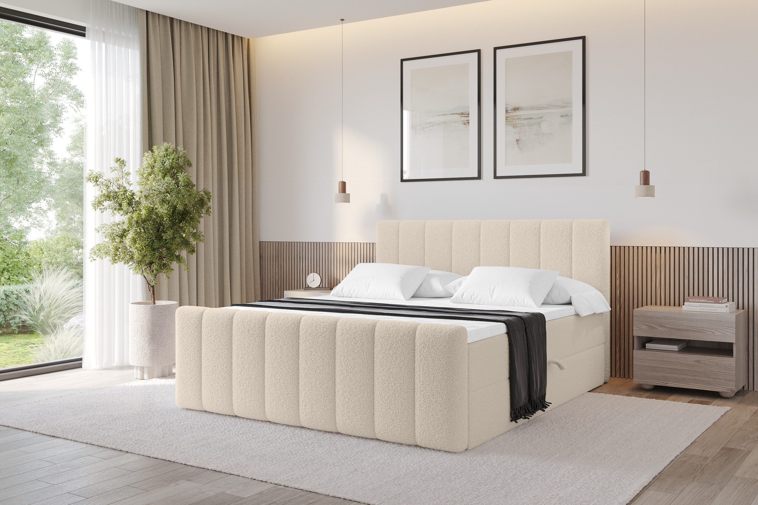 ALTDECOR Boxbett OTTA-Z (Multipocket-Matratze H4, H3 Matratze Bonellfederung, Topper, Kopfteil), Doppelbett mit Fußteil
