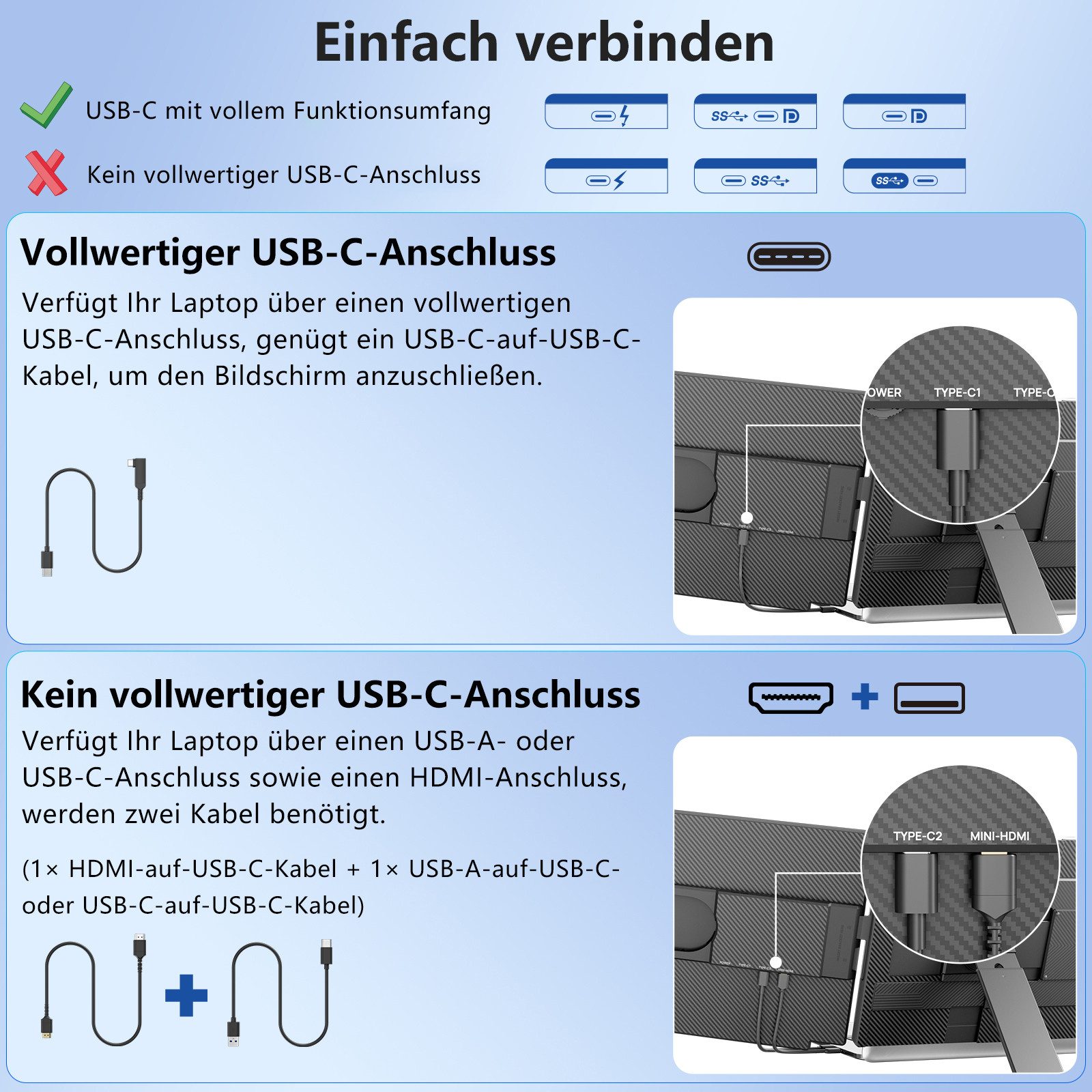 KEFEYA 15,6 Zoll FHD Laptop-Bildschirm-Extender Portabler Monitor (40 cm/15,6 ", 1920 * 1080 px, FHD IPS, 60 Hz, HDR, Einzelmonitor, 13–17,3 Zoll, abnehmbar, Plug & Play)