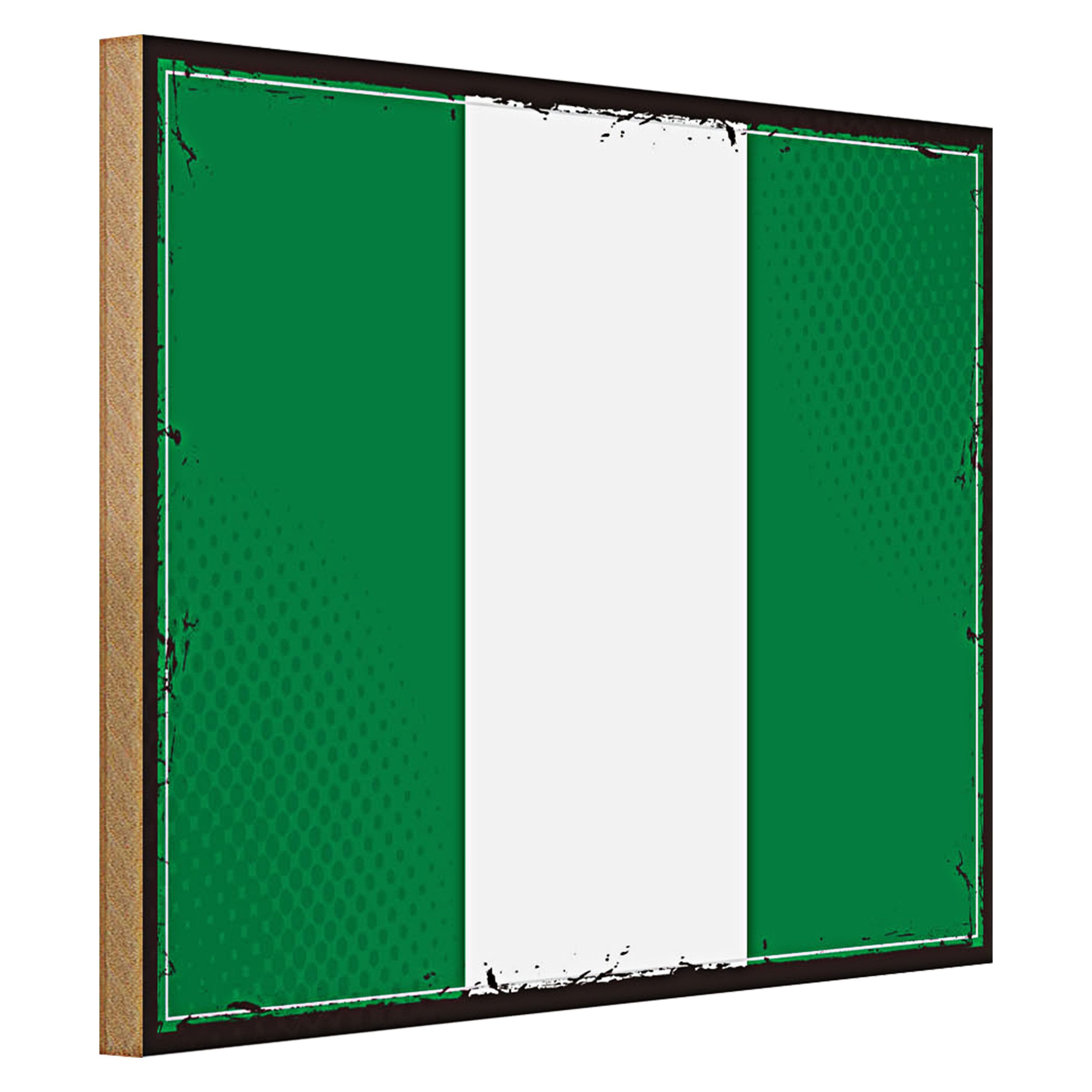 Roomando Holzbild Flagge Nigeria 40x30cm Retro Flag of Nigeria