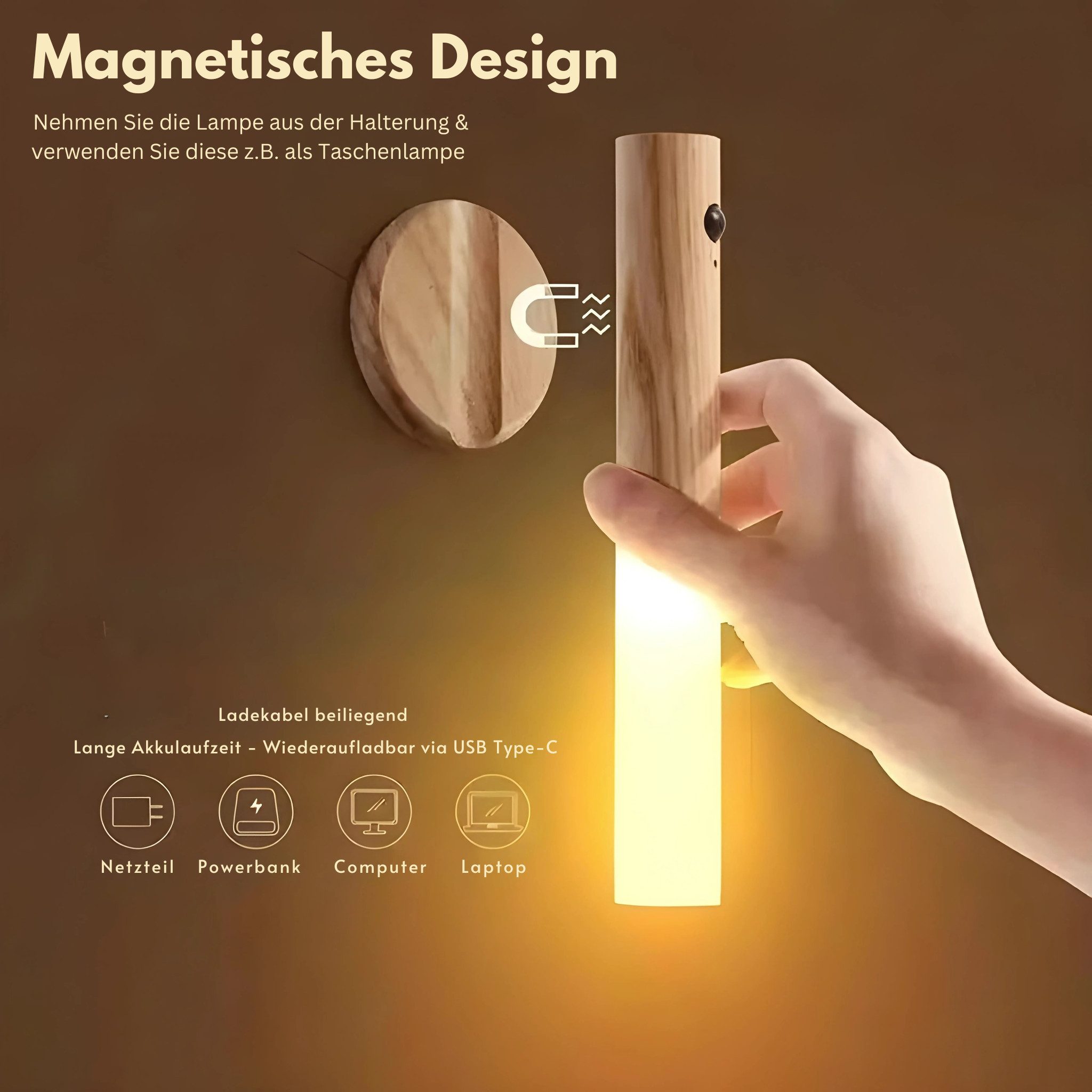 HS.SUPPLY LED Lichtleiste mit Bewegungssensor, Lichtstab, magentisches Nachtlicht Treppe, LED fest integriert, Tageslichtweiß, Warmweiß, Kaltweiß, Universell einsetzbar, mit magentischer Halterung & Bewegungssensor