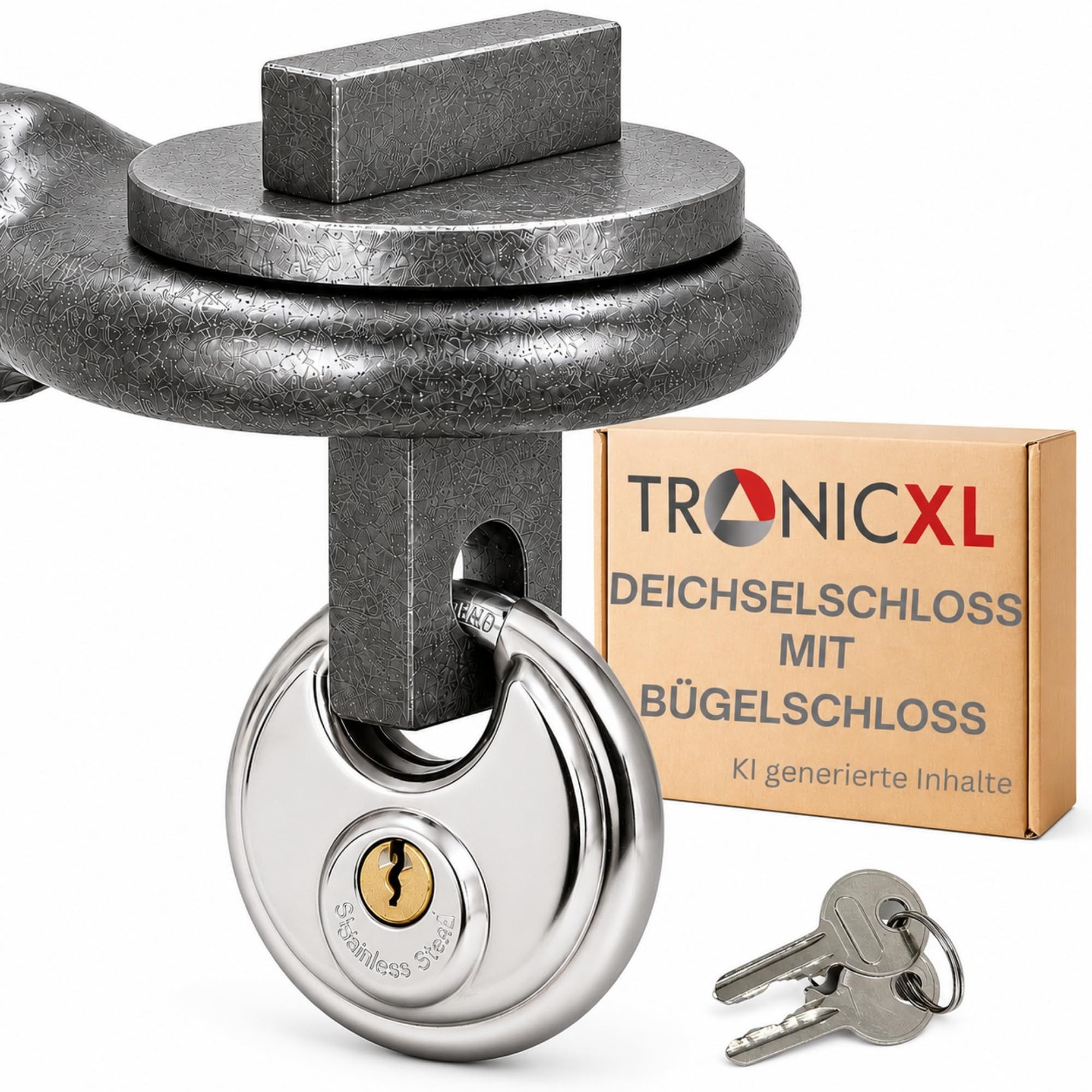 TronicXL Wegfahrsperre LKW Traktor Deichselschloss Schloss Anhänger für 40mm DIN-Zugösen, Zuggabelschloss Diebstahlsicherung