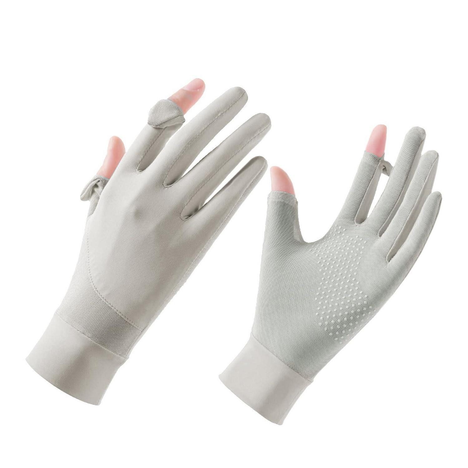 LuxusKollektion Multisporthandschuhe Sporthandschuhe Damen UV Schutz atmungsaktiv hellgrau (1-St)