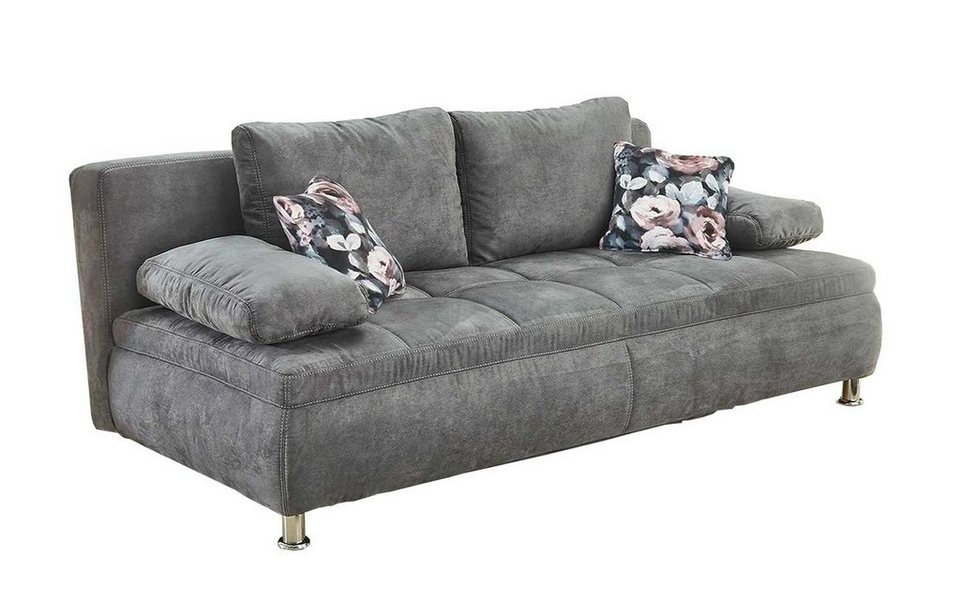 Jockenhöfer Gruppe Schlafsofa ANTONIO, B 204 cm x T 100 cm, Grau,  Mikrofaserbezug, Schlaffunktion, mit Bettkasten und Kissen