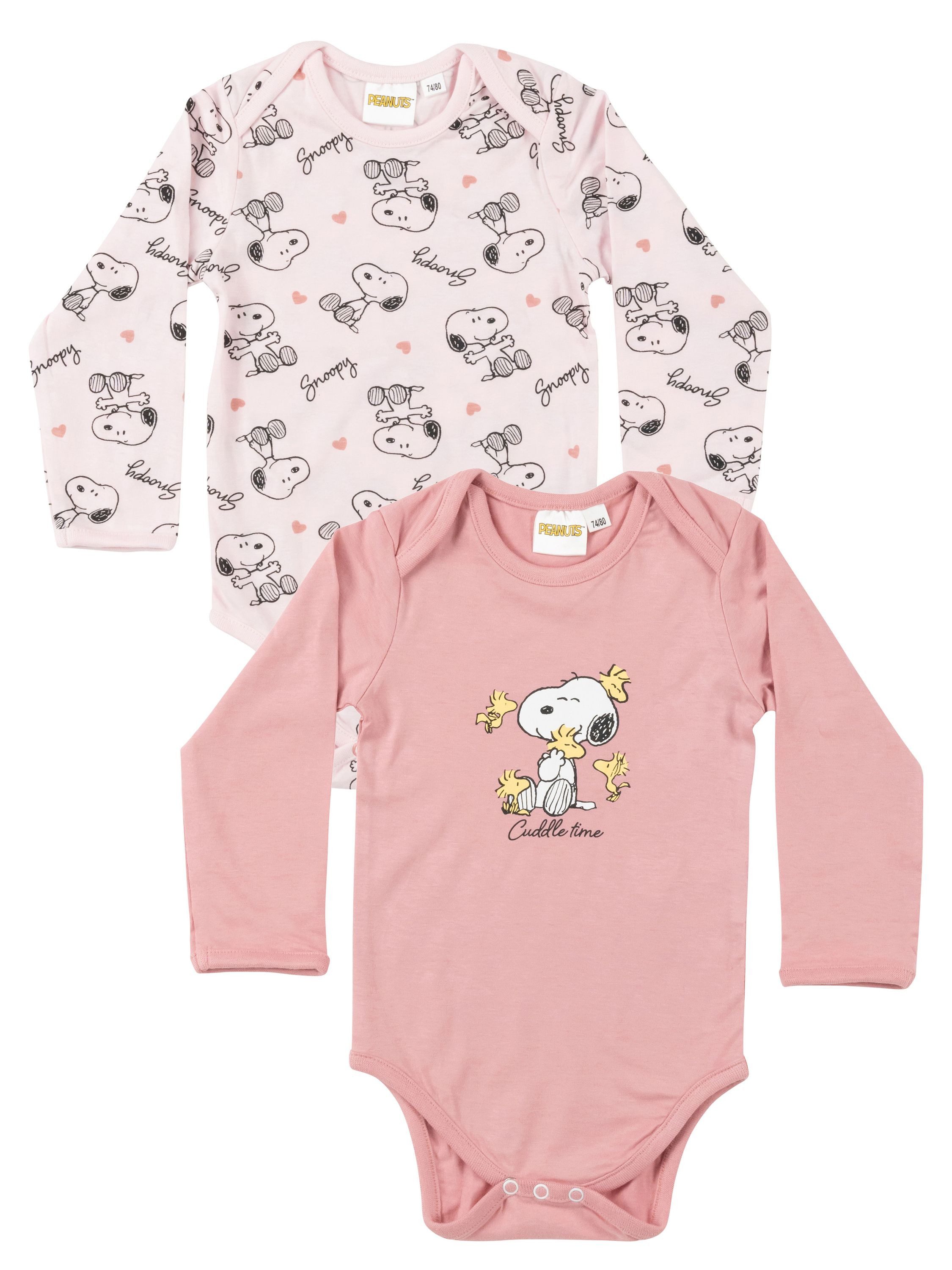 United Labels® Body 2er Set Peanuts Snoopy Baby Body Strampler Schlafstrampler Langarm
