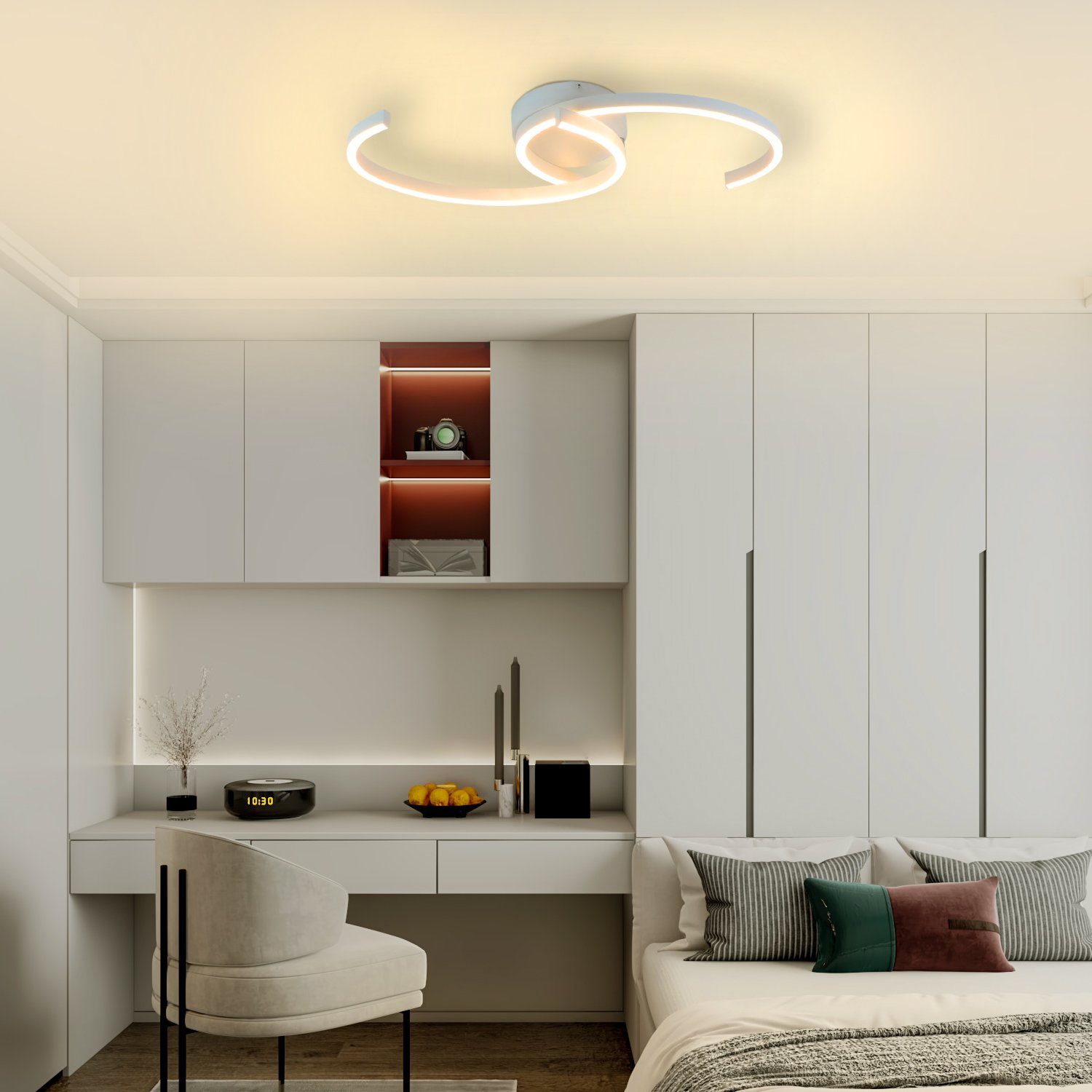 Lampe Deckenleuchten Nettlife Wohnzimmer Weiß 25W 3000K, Augenschutz