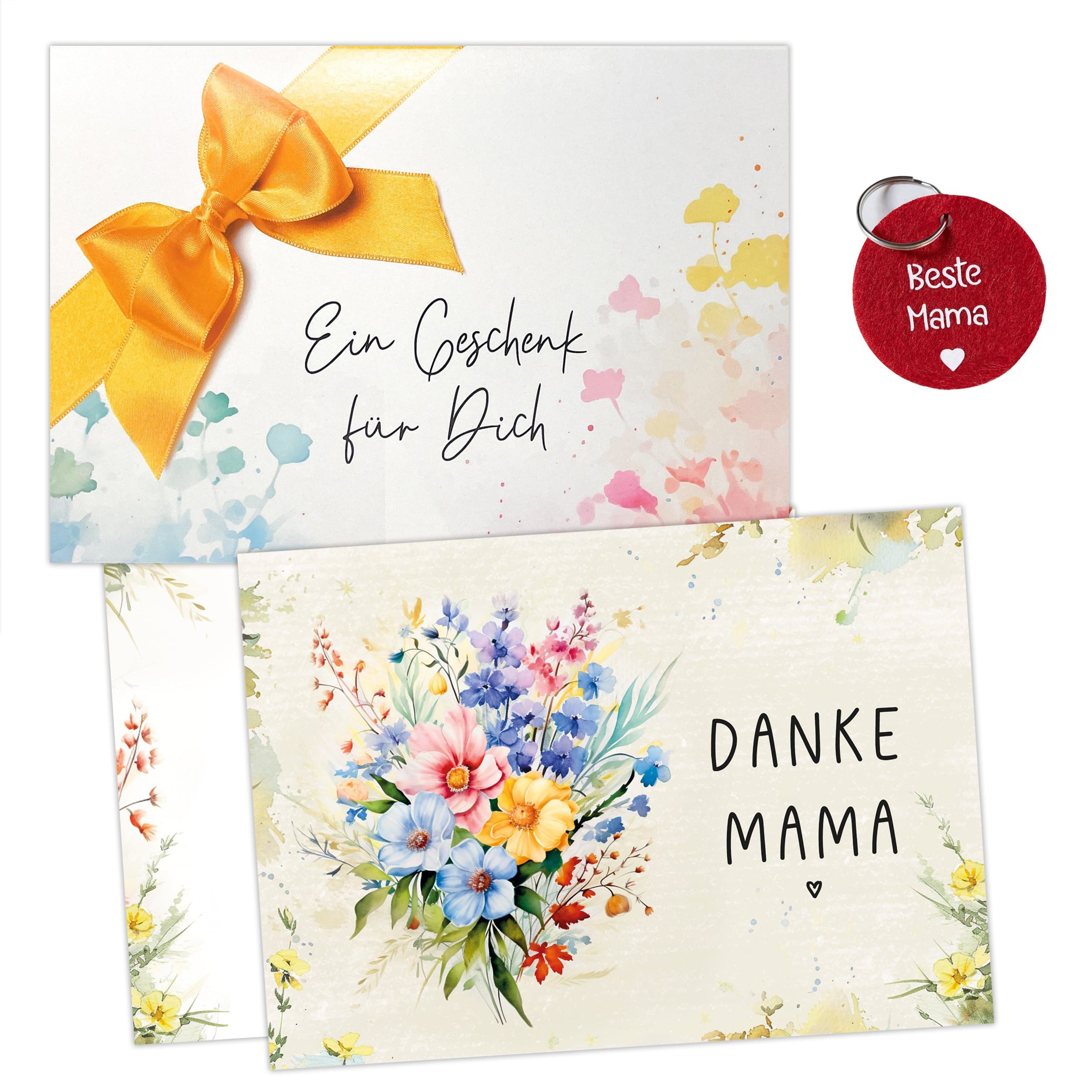 TOBJA Grußkarte Mama Dankeschön Geschenk Muttertag, Danke Karte Schlüsselanhänger Geschenkumschlag