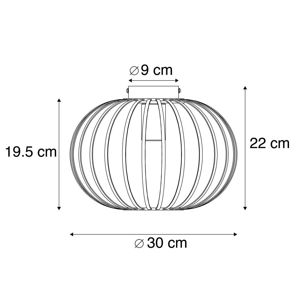 Qazqa Deckenleuchte Johanna, ohne Leuchtmittel, Warmweiß, QAZQA Deckenleuchte, e27, Schwarz, Stahl, Design