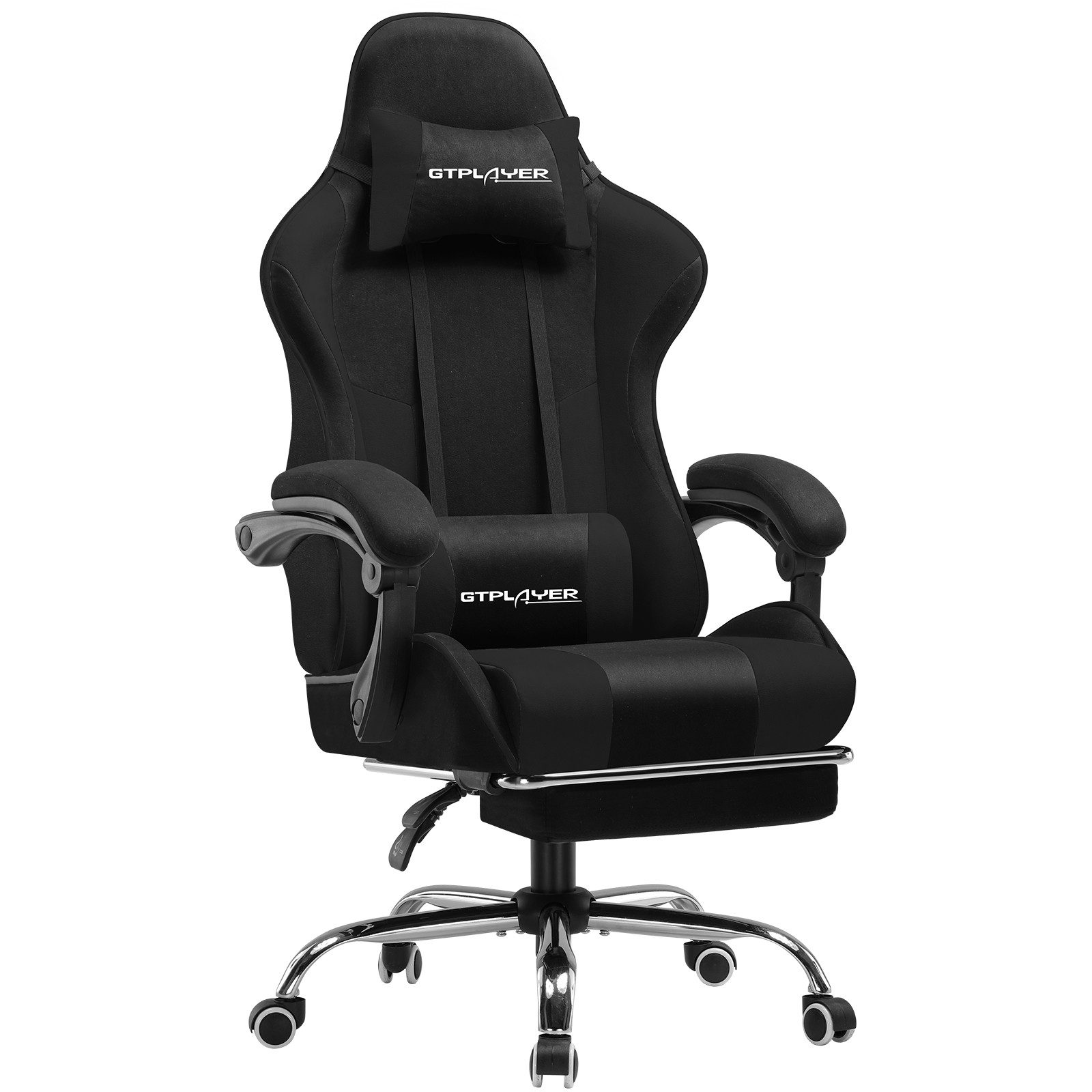 GTPLAYER Gaming-Stuhl Bürostuhl Gaming Stuhl Massage Ergonomischer Gamer Stuhl, mit Massage-Lendenkissen Fußstütze, Kopfstütze