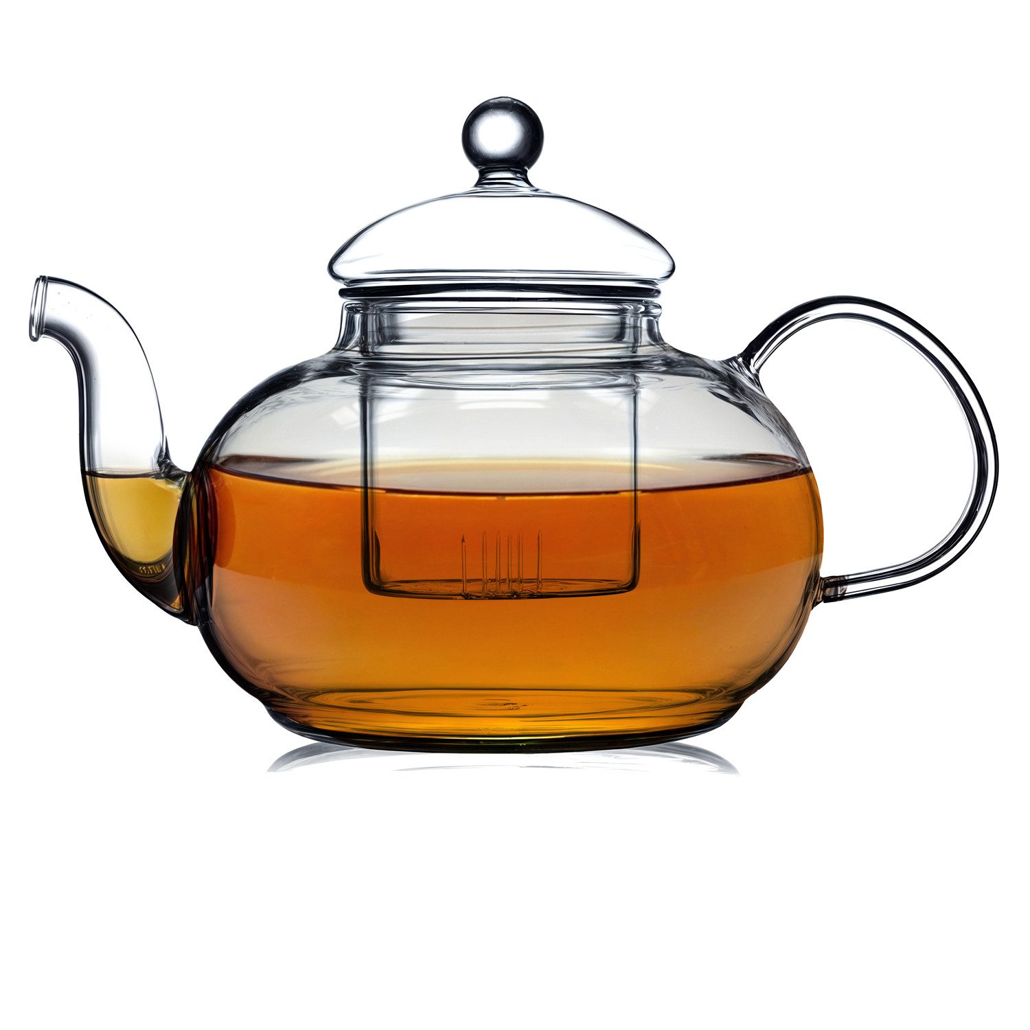 Dimono Teekanne DIMONO Mundgeblasene Teekanne mit Teefilter & Teesieb, 1.55 l, Glas-Kanne mit Filtereinsatz