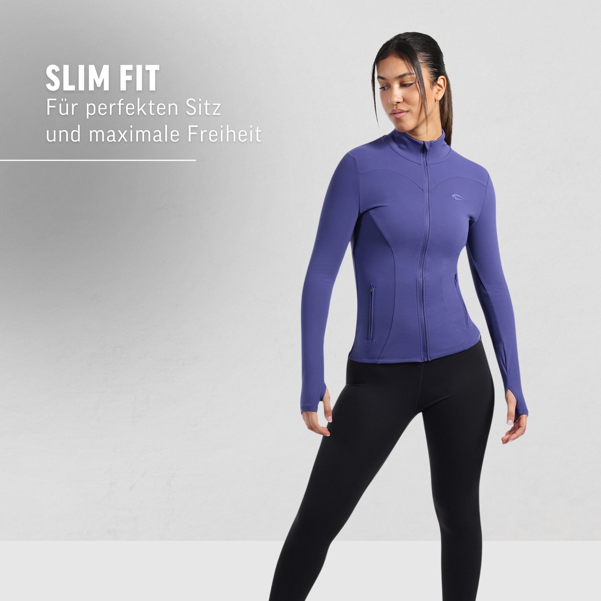 Smilodox Trainingsjacke Kenna, Sportjacke mit tailliertem Schnitt, Windbreaker Laufjacke Sport Oberteil Daumenlöcher Activewear Atmungsaktiv Freizeit Fitness