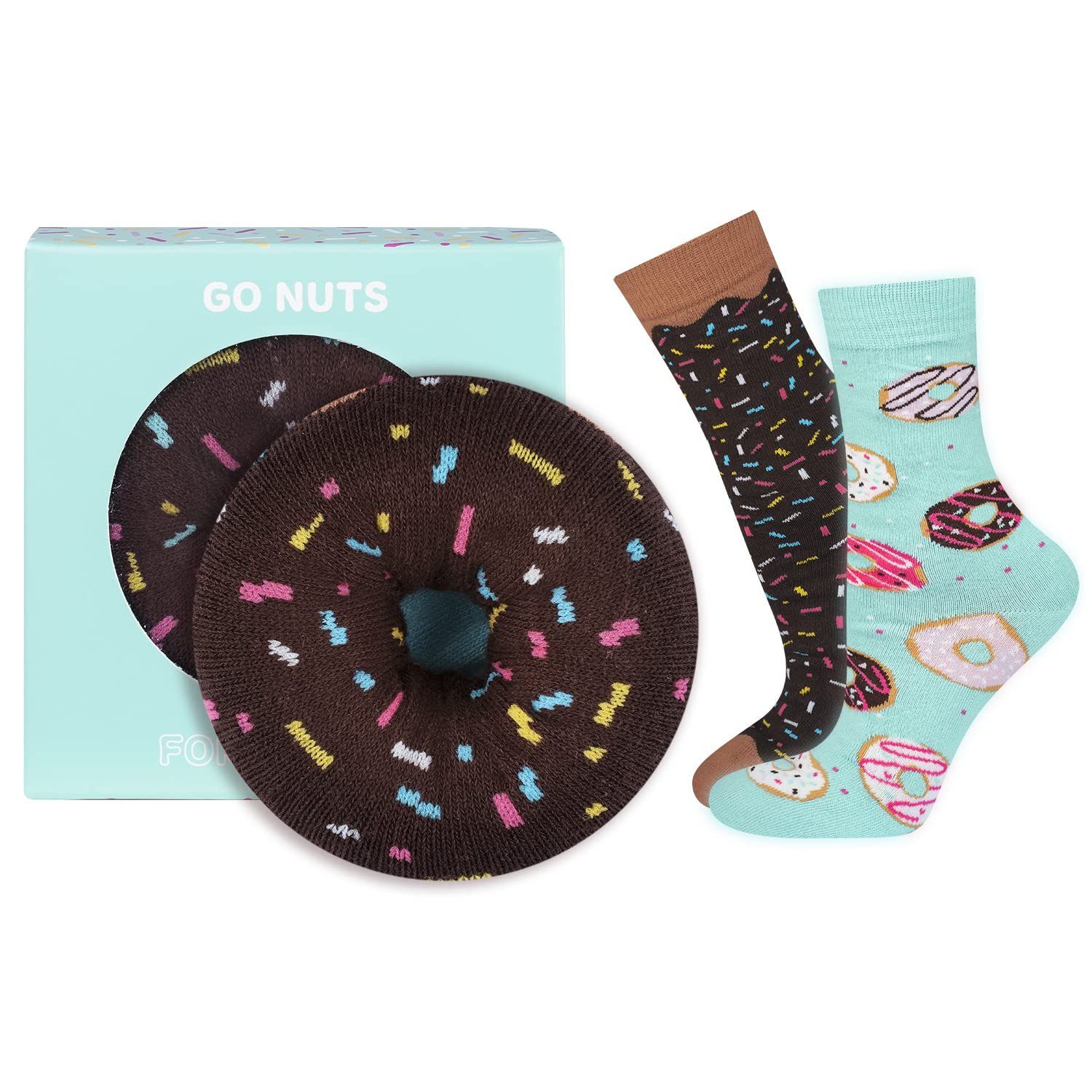 Soxo Socken Lustige Geschenke Für Frauen (Box, 1-Paar, 1 Paar) Bunte Socken Damen Donut Blau