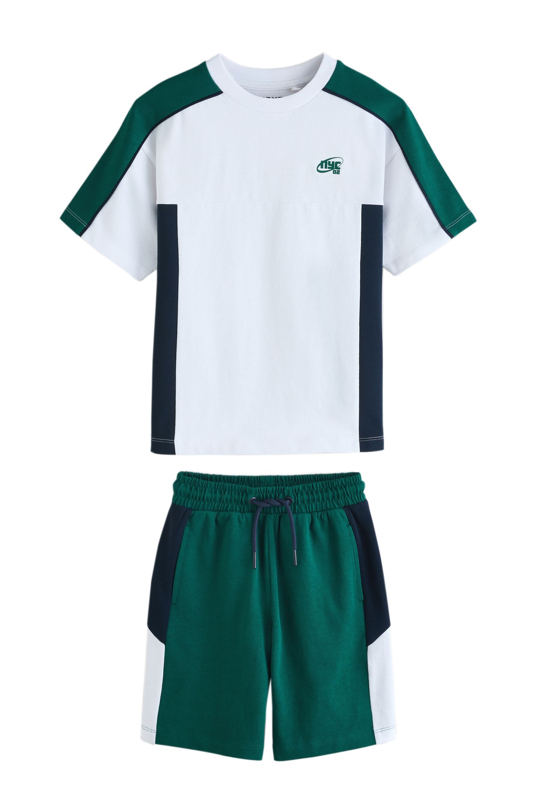 Next T-Shirt & Shorts T-Shirt und Shorts mit Blockfarben im Set (2-tlg)
