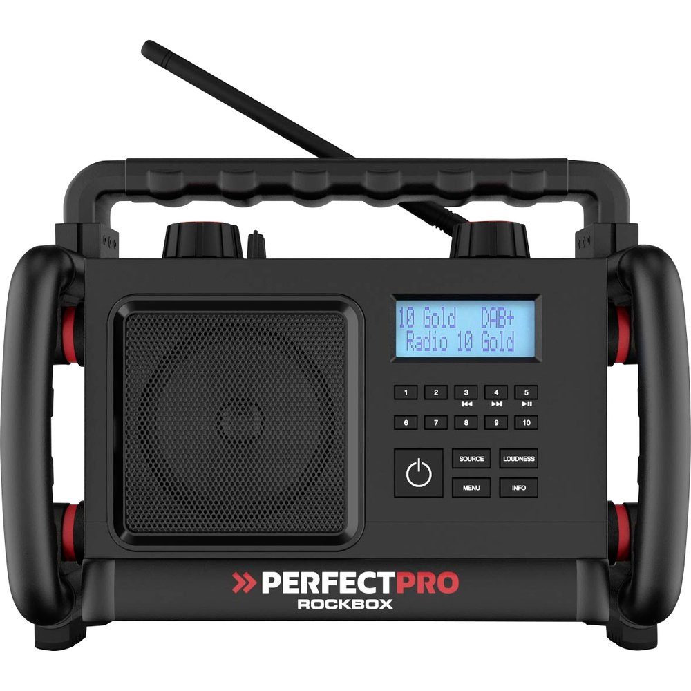 Baustellenradio UKW ROCKBOX Bluetooth® AUX, DAB+, stoßfest PerfectPro Radio PerfectPro