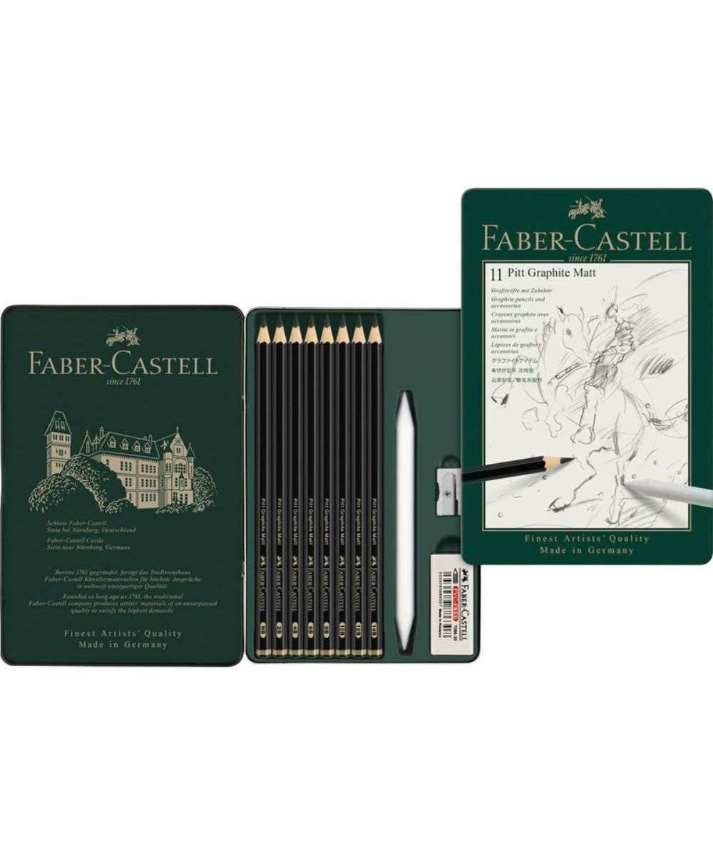 Faber-Castell Bleistift Faber-Castell Pitt Graphite Matt Bleistifte Set, (SET, 8-tlg., Graphitstifte)