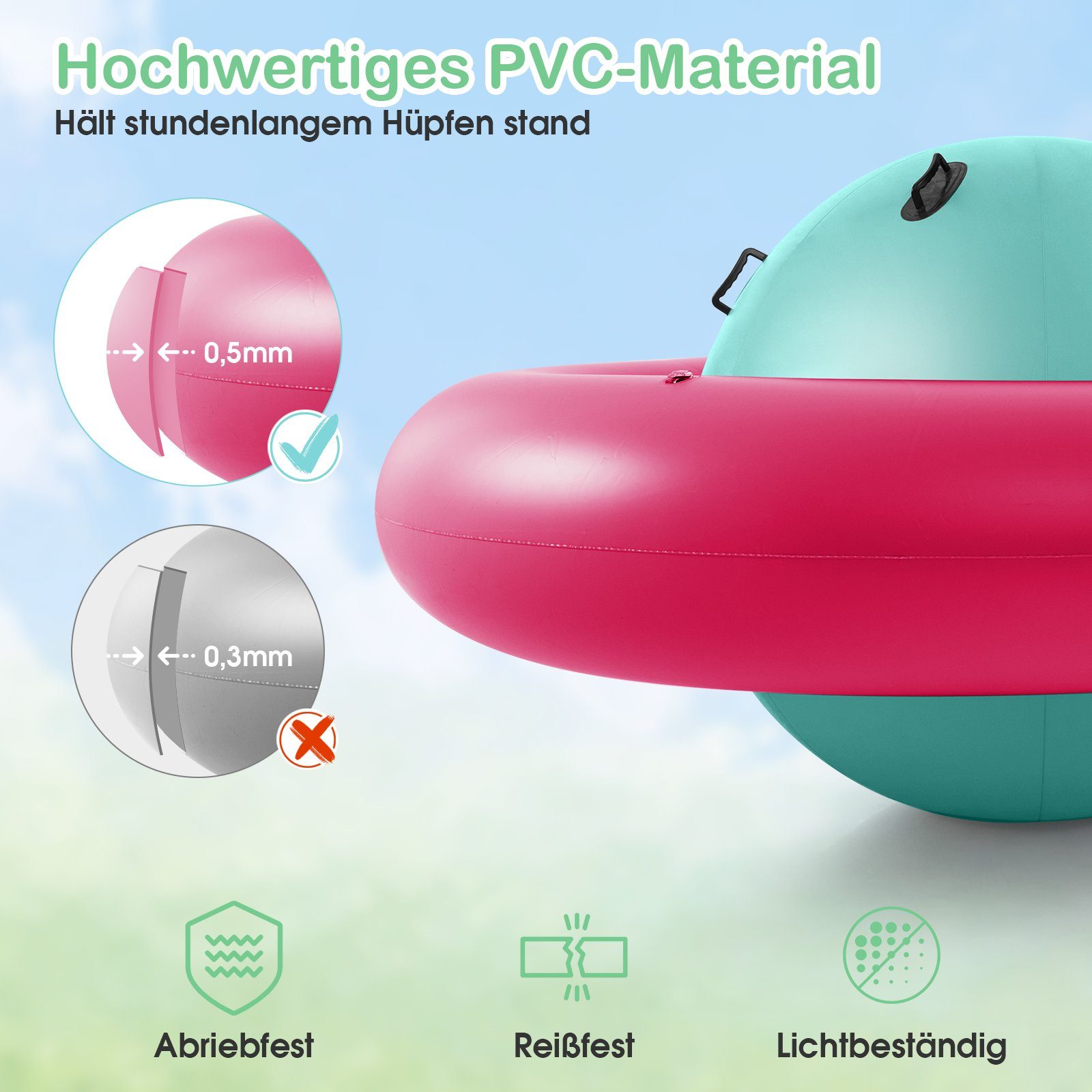 COSTWAY Hüpfball Kuppelwippe Schaukelspielzeug, mit 6 Griffe