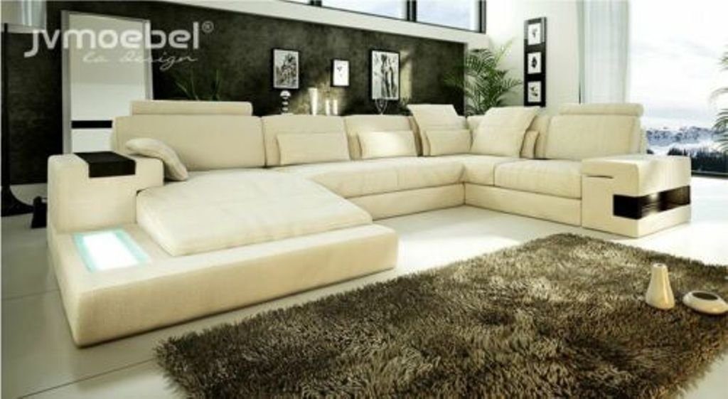 Textil Couch Beige Ecksofa, Wohnlandschaft Modern U-Form JVmoebel Design Polster Sofa Neu