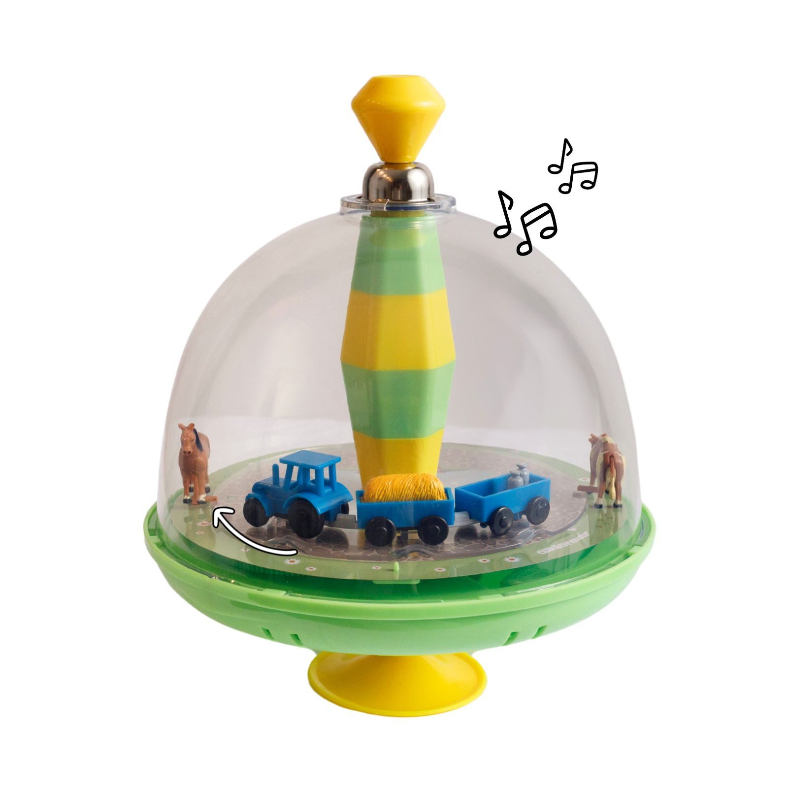 alldoro Brummkreisel Bauernhof-Panoramakreisel mit Sound für Kinder ab 18 Monate, Interaktives Motorikspielzeug, batteriebetrieben, bewegliche Elemente