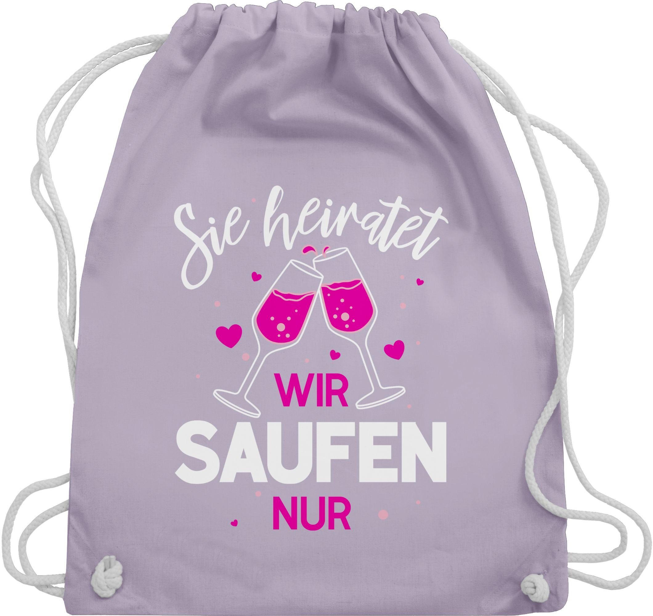 Junggesellenabschied Turnbeutel Frauen Sie Lila nur, 02 - Shirtracer heiratet saufen Wir Pastell JGA