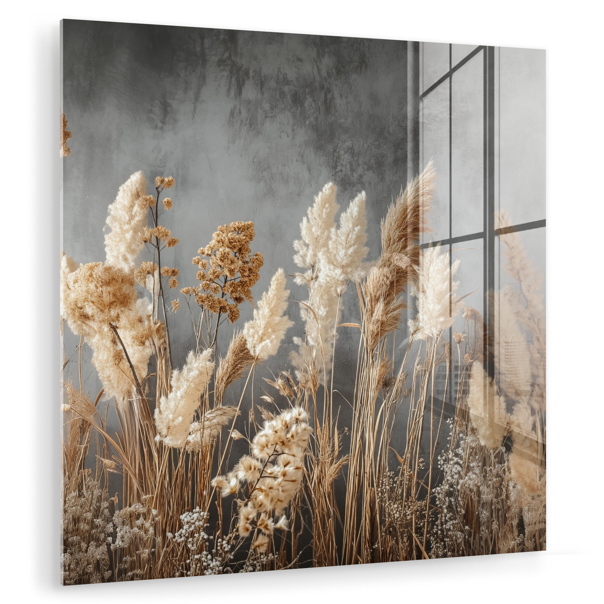 MuchoWow Acrylglasbild Getrocknete Feldblumen - Grau günstig online kaufen