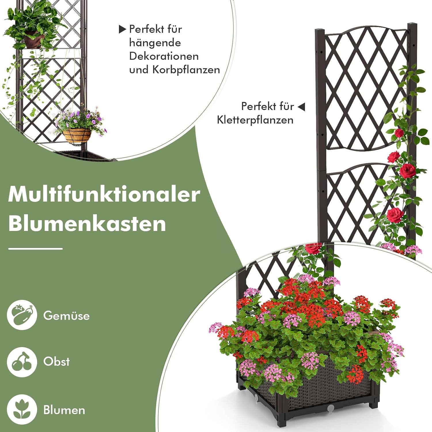 KOMFOTTEU Blumenkasten, Hochbeet mit Rankgitter für günstig online kaufen
