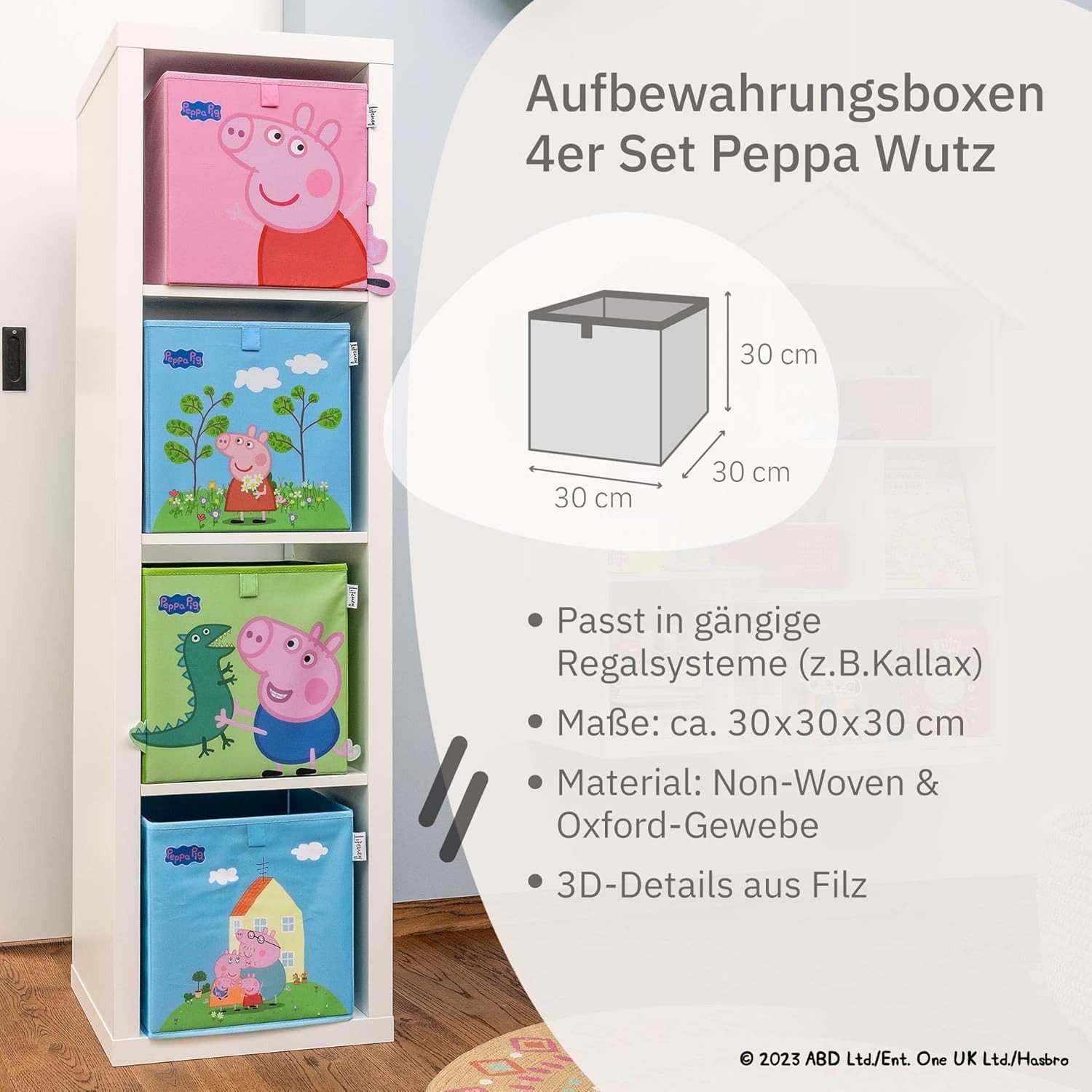 Lifeney Aufbewahrungsbox 1x meets Peppa Wutz Aufbewahrungsboxen für Kinder 4er Set (4 St), Box-Set mit Peppa Pig Motiven zur Aufbewahrung von Spielzeug – Bild 4 von 5