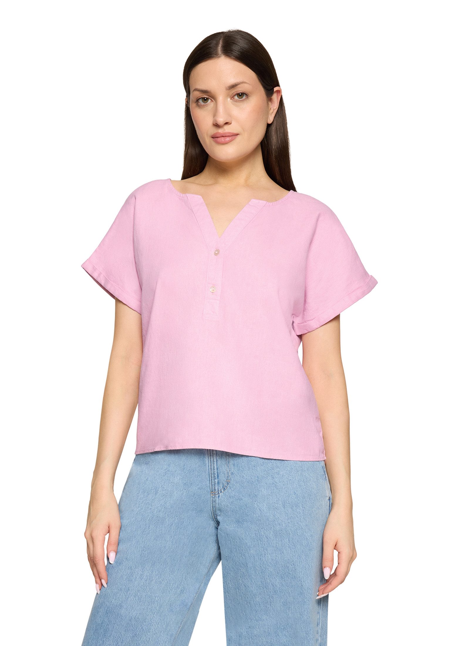 Cartoon Kurzarmbluse Damen mit Ärmelaufschlag