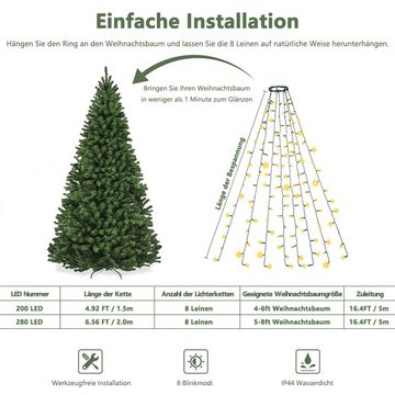 GelldG LED-Lichterkette Stern LED Solar Lichterkette, Wasserfall Lichterkette Weihnachtsbaum