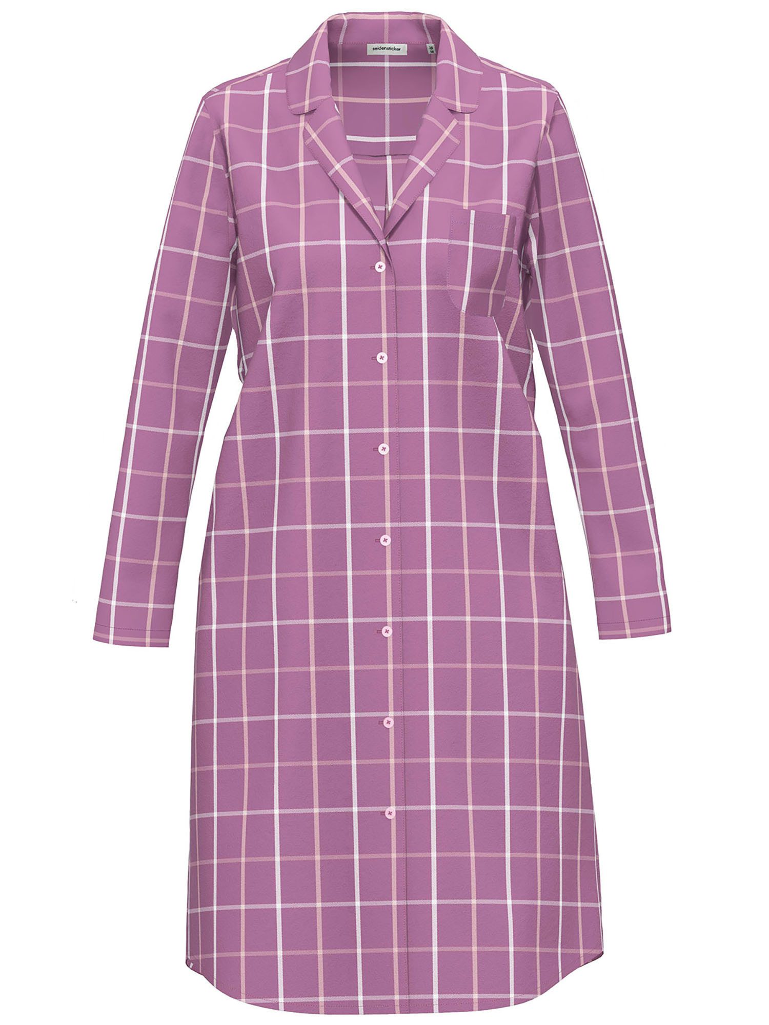 Seidensticker schwarze Rose Nachthemd Damen Nachthemd lang (Stück, 1-tlg) Nachthemd, Kariert, Flanell