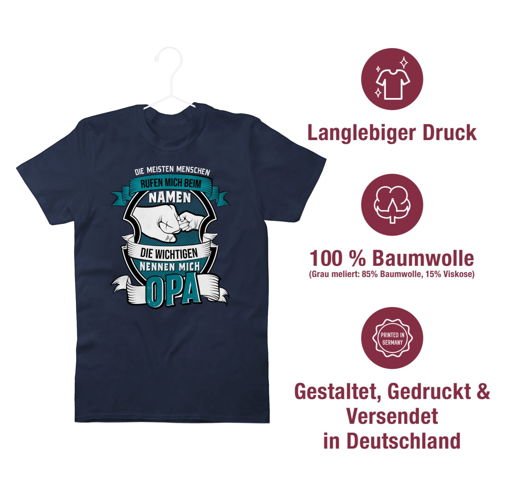 Shirtracer T-Shirt Die meisten beim Navy Opa Namen Geschenke 2 nennen Menschen Opa mich Blau