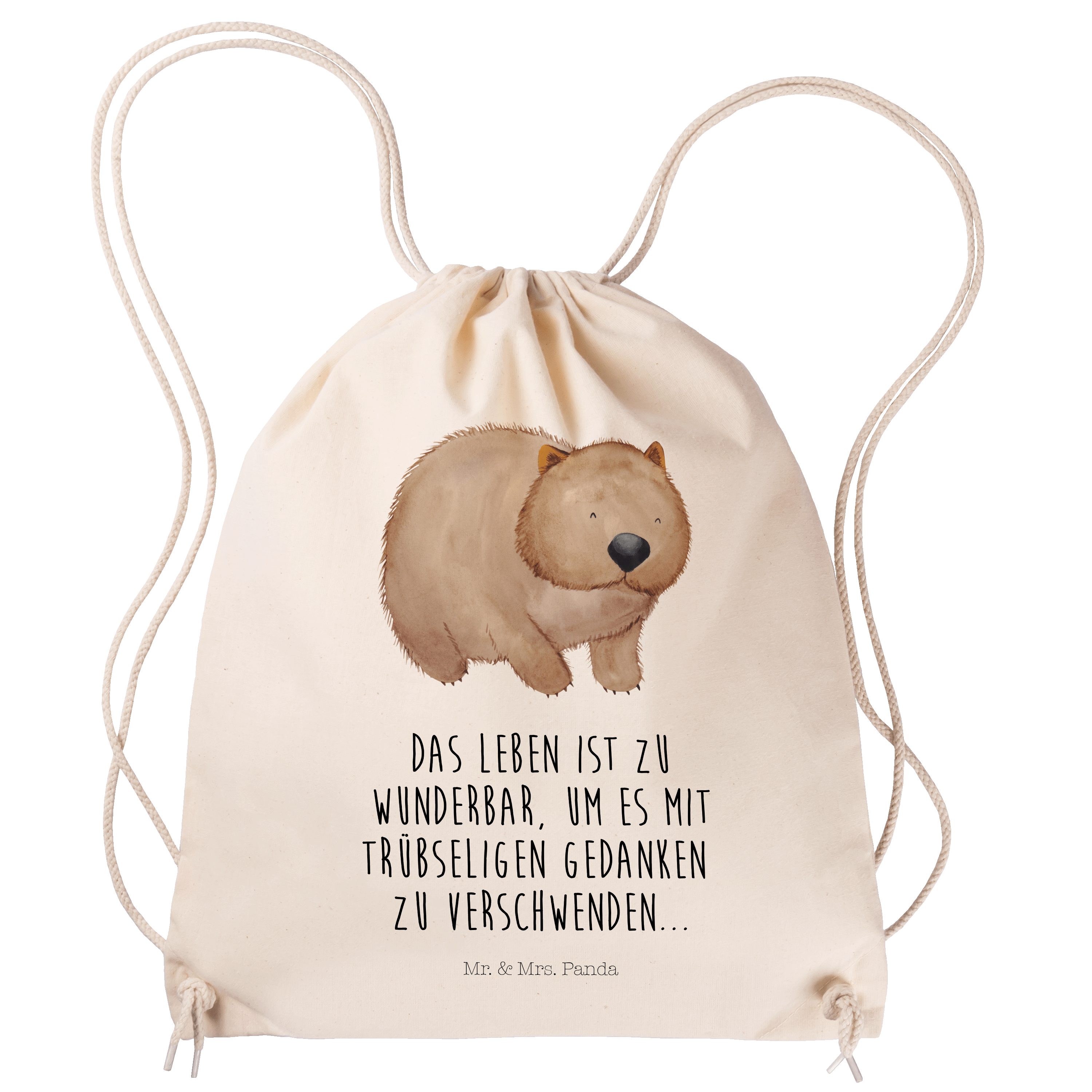 Mr. & Mrs. Panda Sporttasche Wombat - Transparent - Geschenk, Stoffbeutel, Gute Laune, Tiere, Tasc (1-tlg)