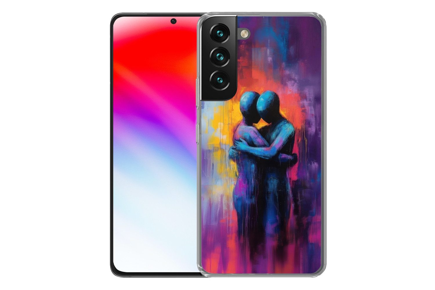 MuchoWow Handyhülle für Samsung Galaxy S22 Umarmung - Körper - Lila, Phone Case, Silikon, Schutzhülle Dünn