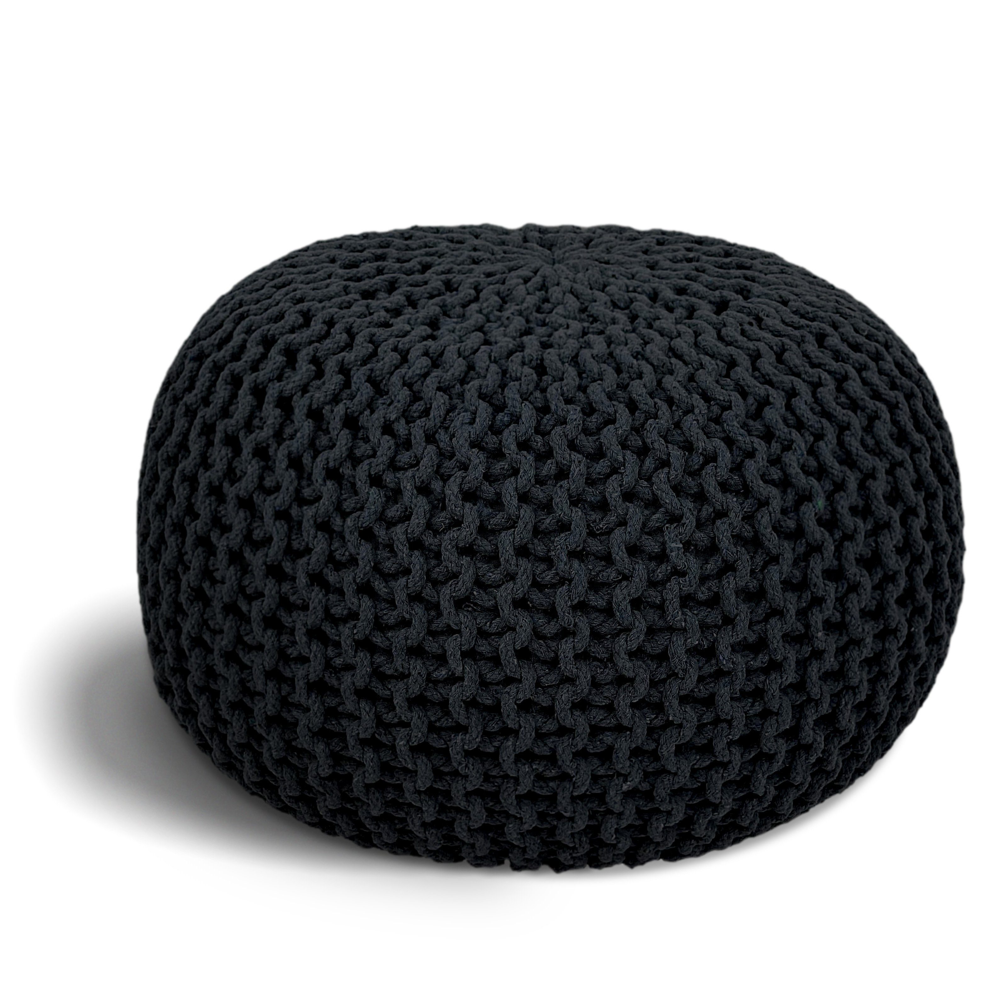 ELYFLAIR Pouf ELYFLAIR® Handgestrickter Pouf aus 100% recyceltem Material Schwarz