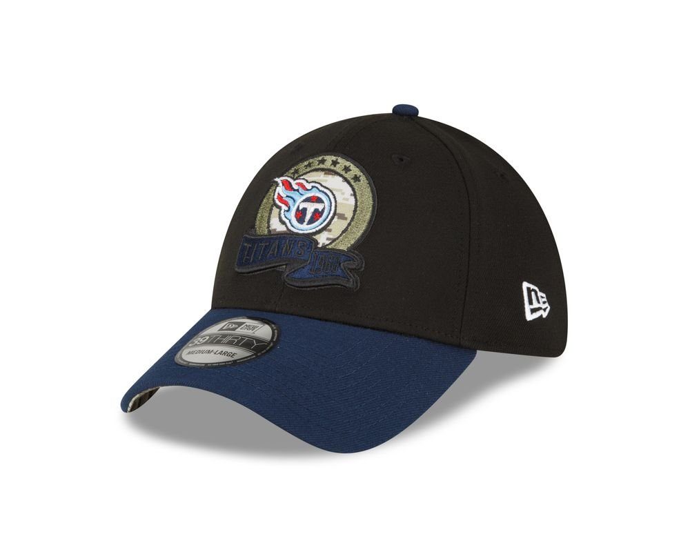 Service New TENNESSEE Salute Era Game Baseball NFL New TITANS Sideline 2022 39THIRTY to Fit Stretch Cap Era Cap