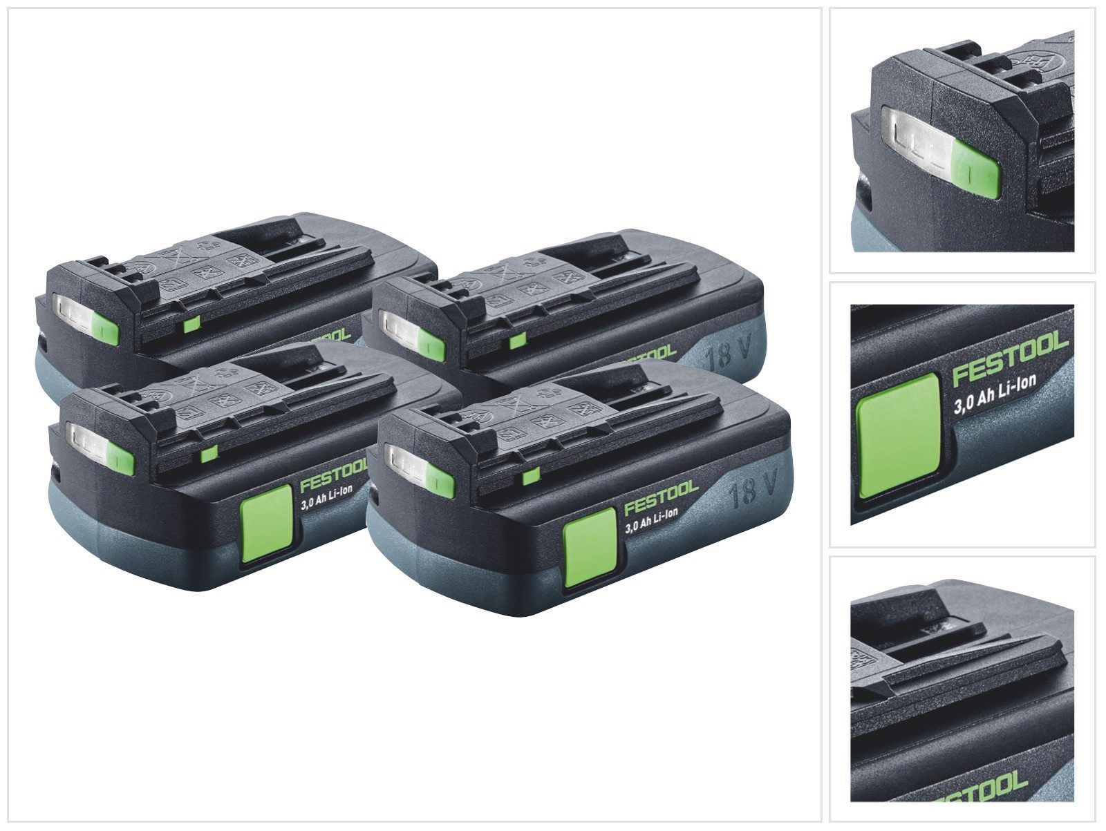 FESTOOL Akku Set 4x BP 18 Li 3,0 C Akku 18 V 3,0 Ah / 3000 mAh Li-Ion (4x 57 Akkupacks