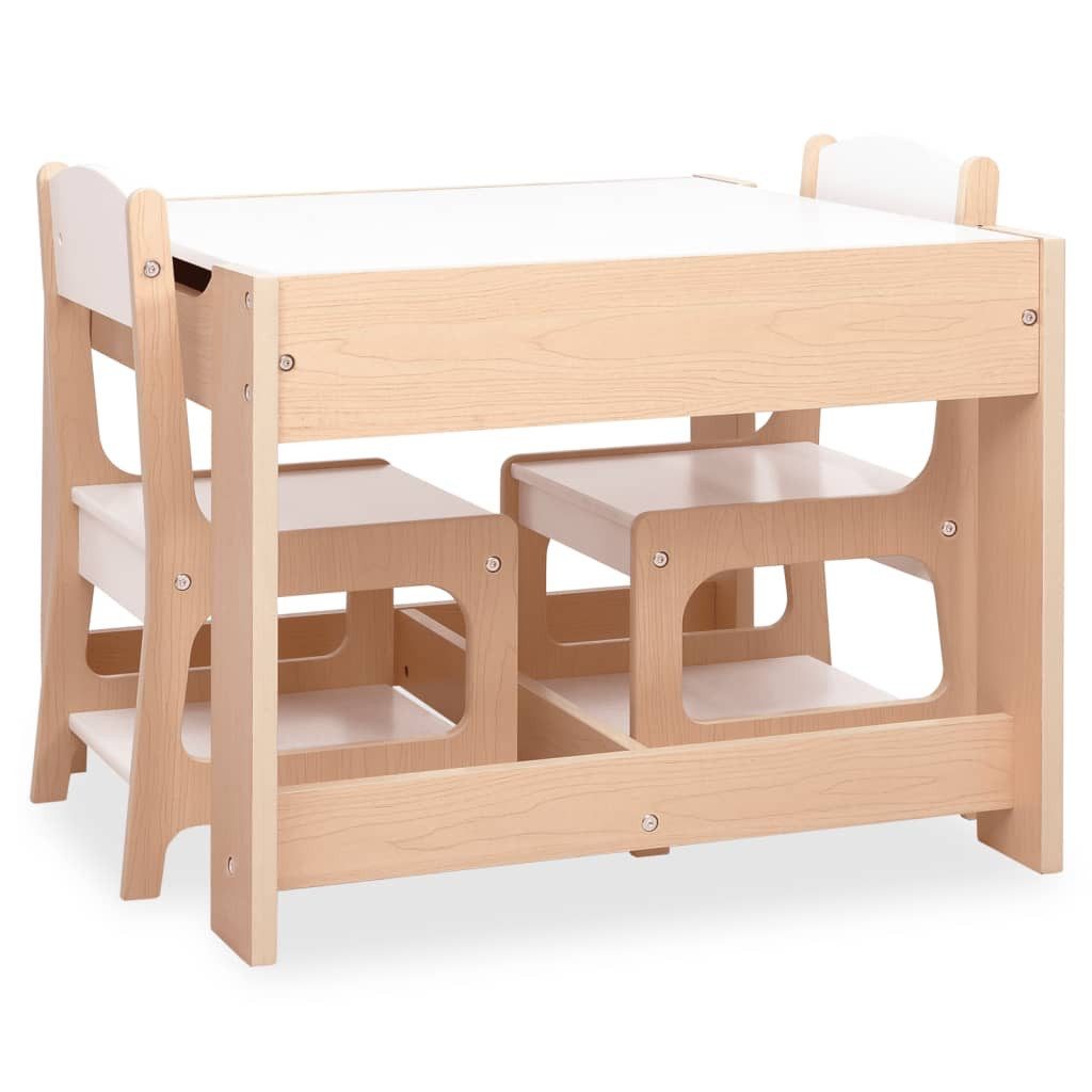 vidaXL Children's Seating Set, Children's Table with 2 Chairs, MDF Seating Group, Seating Furniture for Kindergartens, Wood
