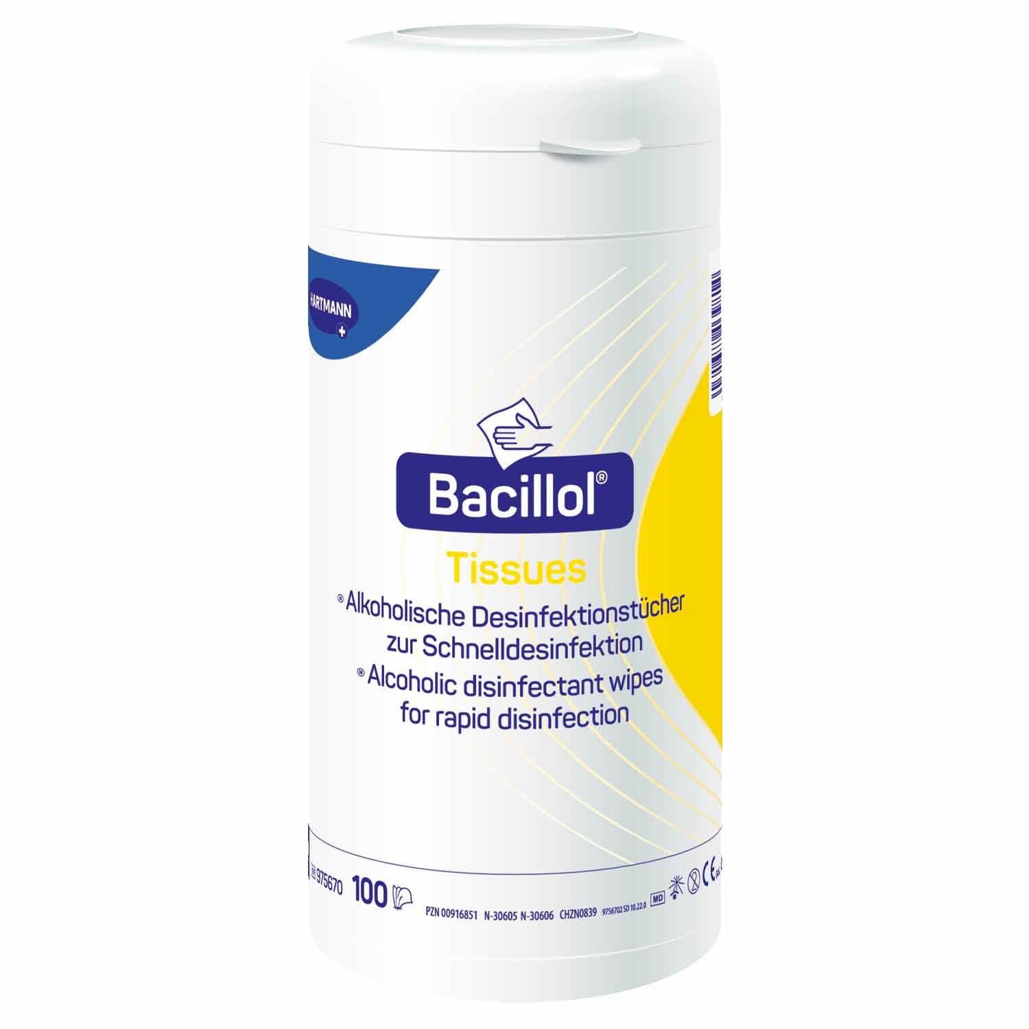 HARTMANN Bacillol Tissues Spenderdose 100 Tücher Hand-Desinfektionsmittel