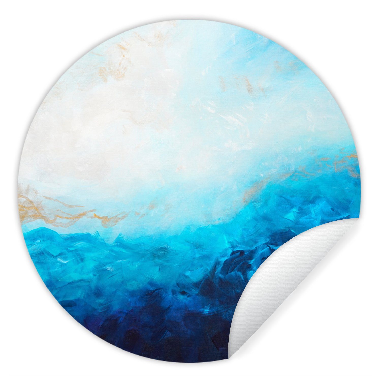 MuchoWow Wandsticker Blau - Meer - Abstrakt - Farbe (1 St), Tapetenkreis für Kinderzimmer, Tapetenaufkleber, Rund, Wohnzimmer | Wandtattoos