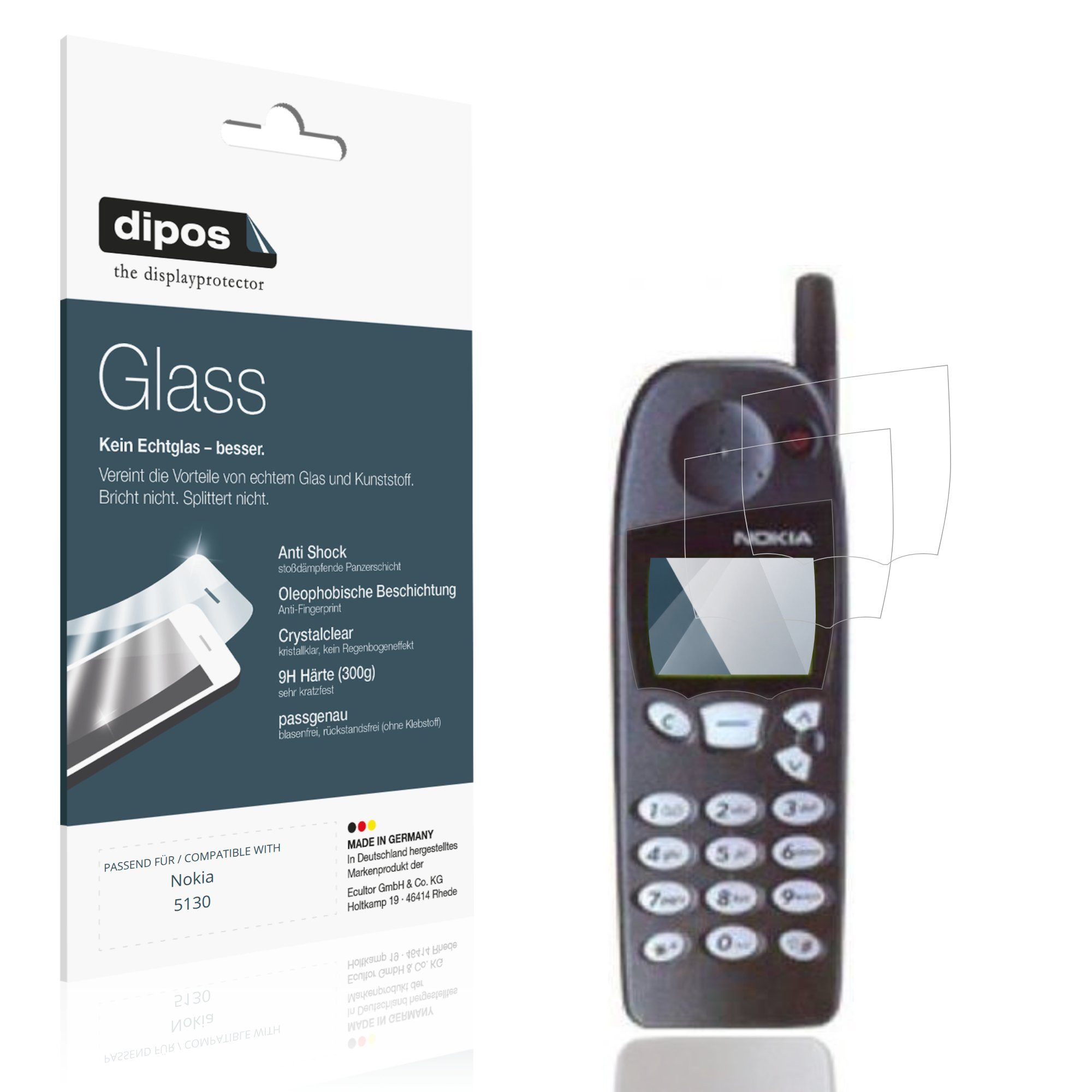 dipos Displayschutzfolie Schutzfolie für Nokia 5130, 2 Stück, Displayschutz Schutz Folie Made in Germany