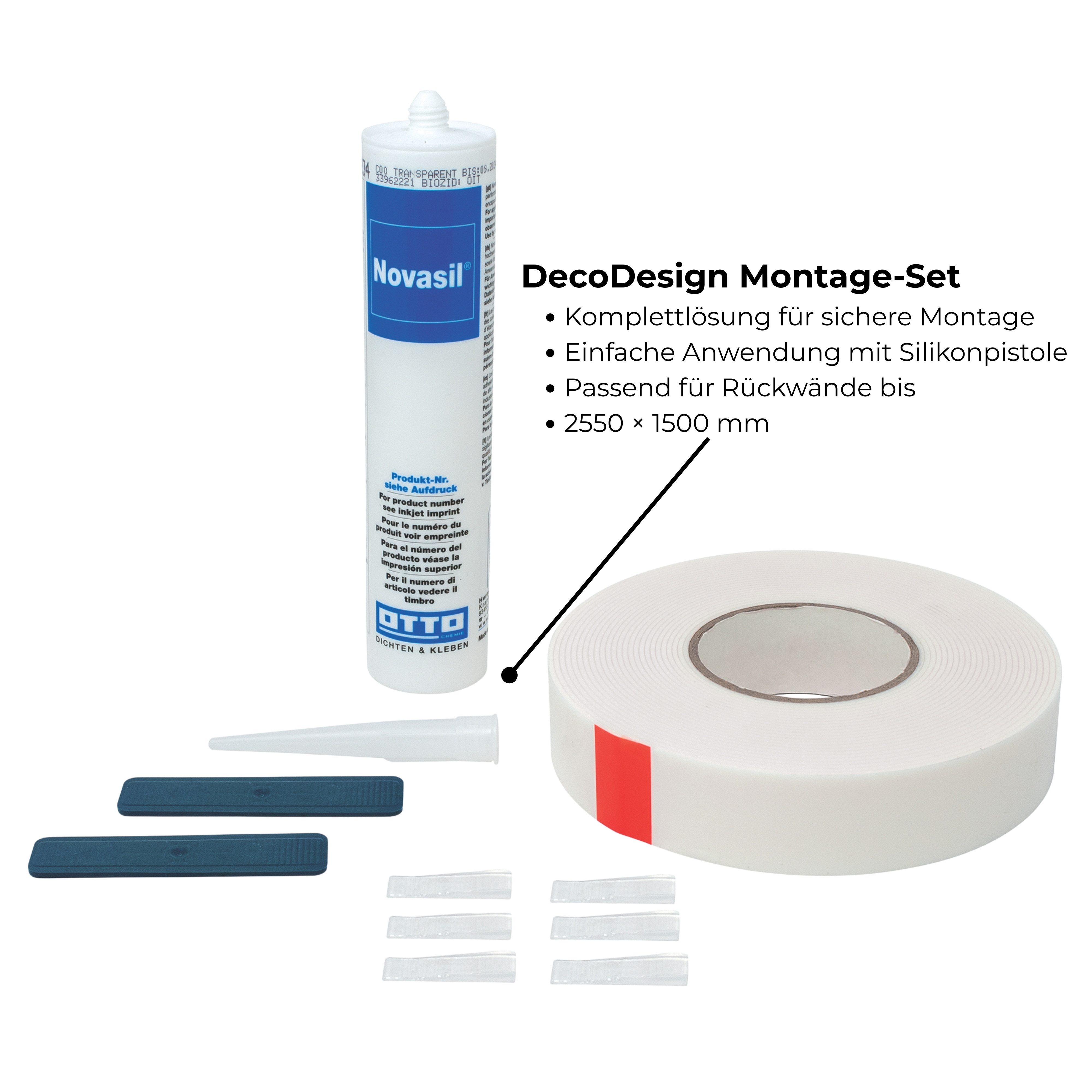 Schulte Badrückwand DecoDesign Montage-Set Zubehör für Duschrückwände, (Set, 3-tlg)