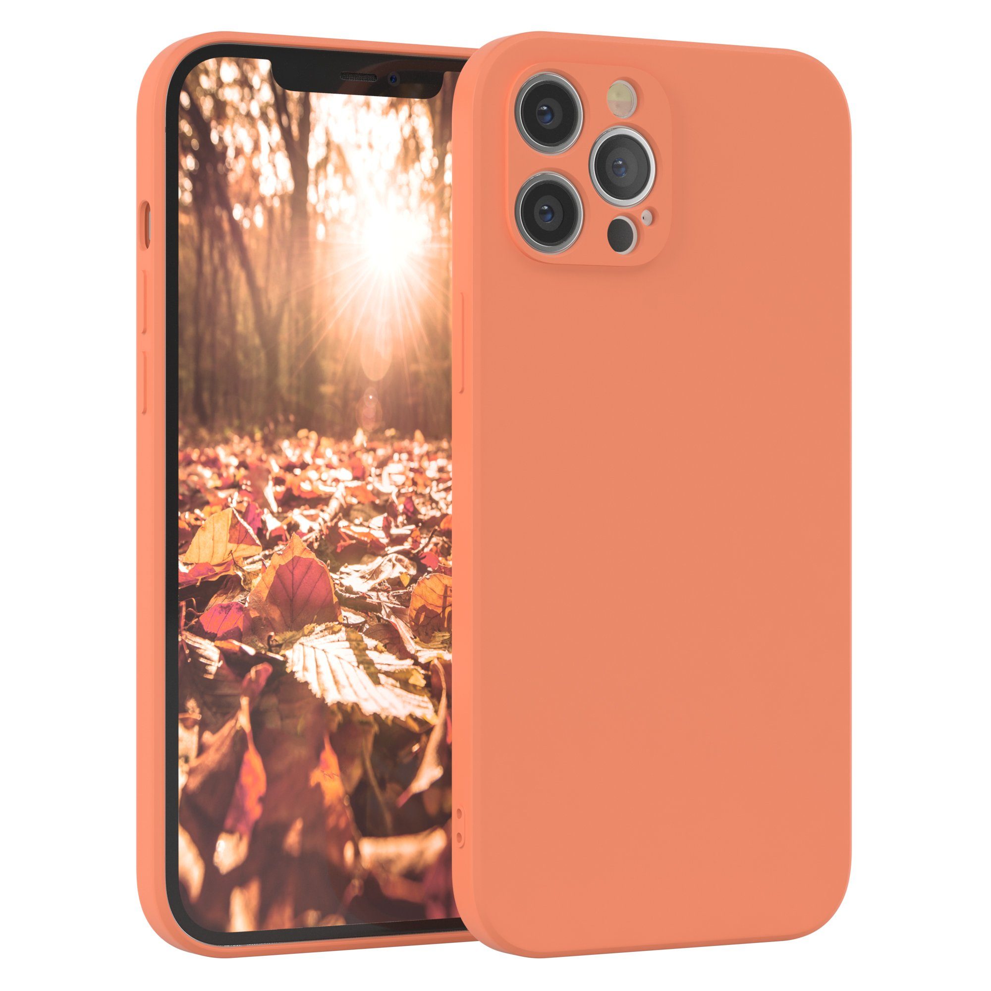 EAZY CASE Handyhülle für Apple iPhone 12 Pro Max Hülle Silikon 6,7 Zoll, Schutzhülle mit Kameraschutz telefonhülle elastisch bumper tpu Orange