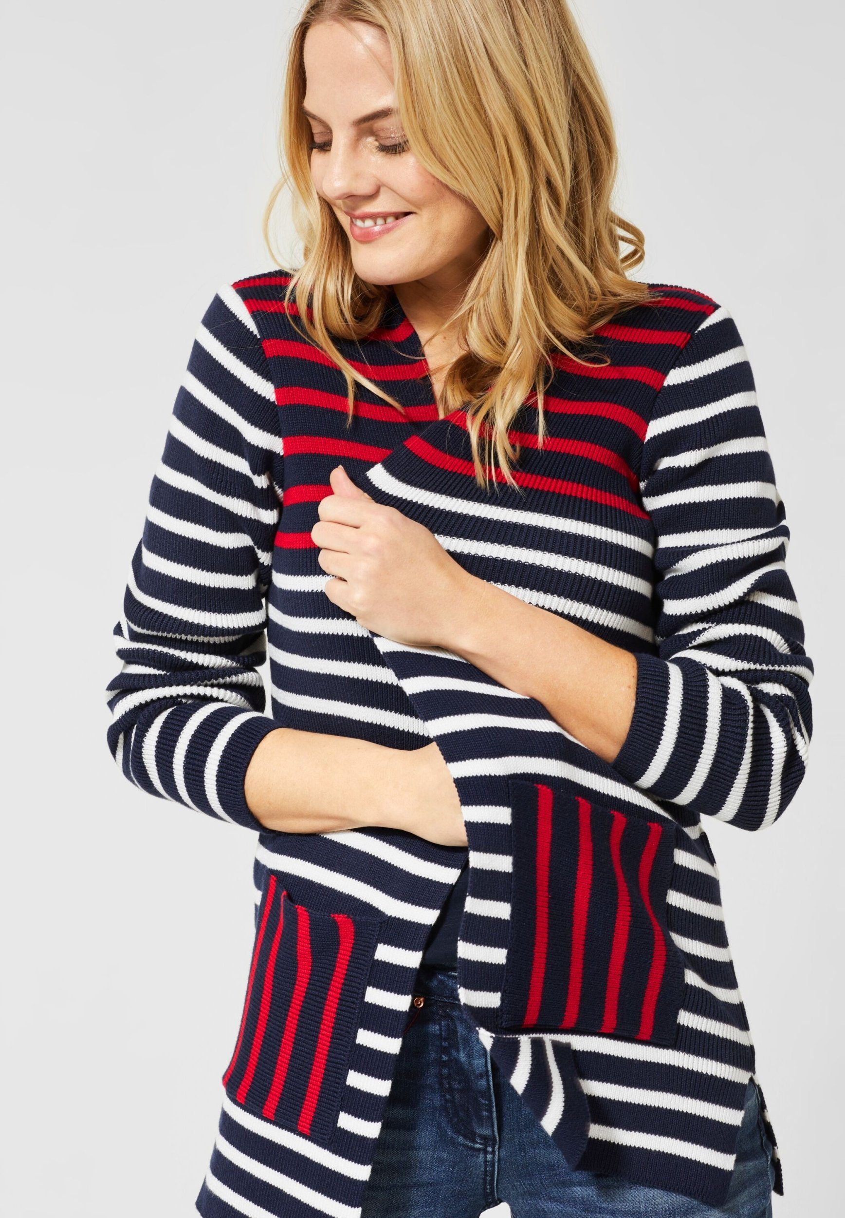 CECIL Strickpullover Patchwork Open Cardigan